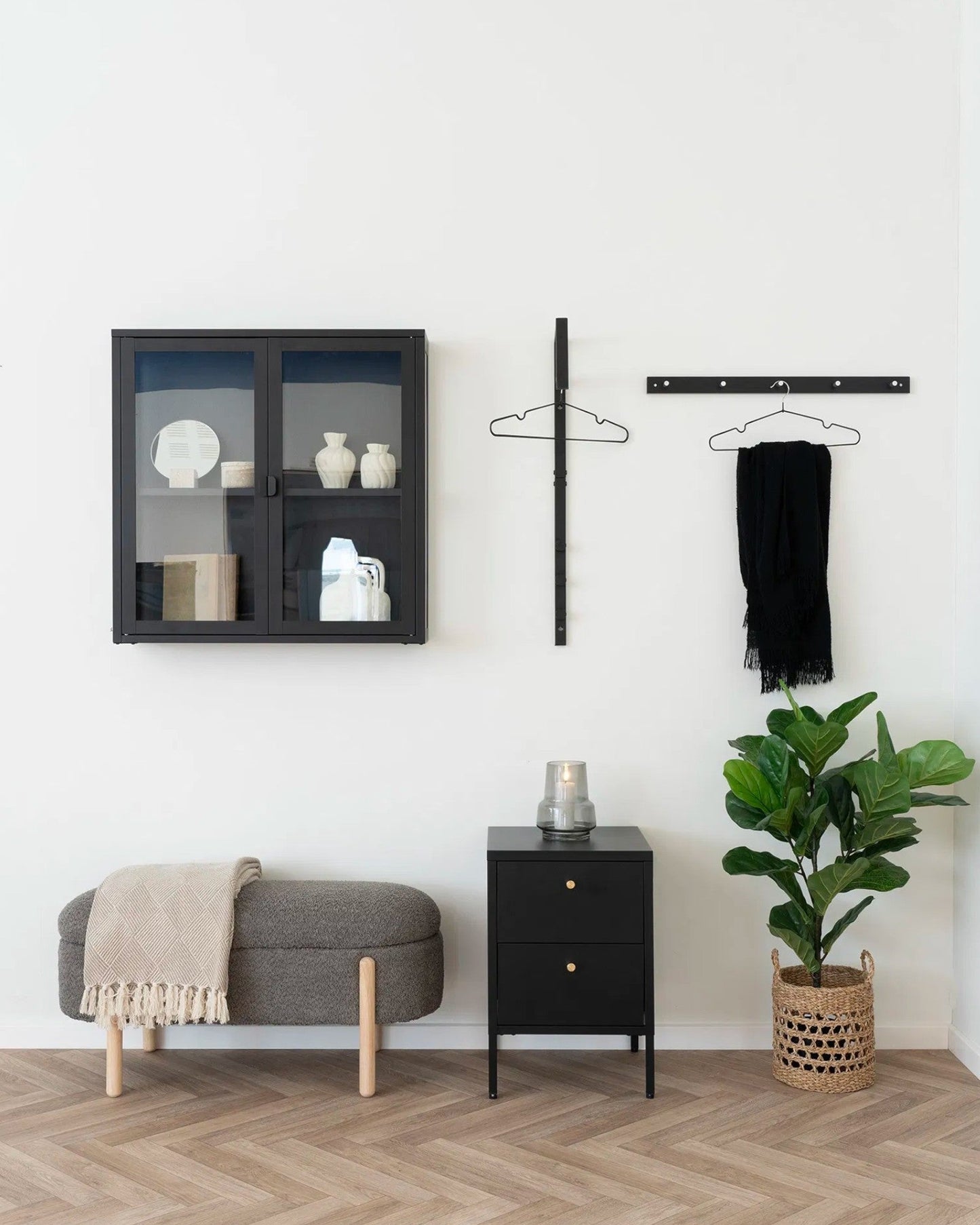 Black Steel Chest of Drawers with 2 Drawers – Dimensions: 40x40x60 cm