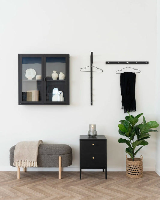 Black Steel Chest of Drawers with 2 Drawers – Dimensions: 40x40x60 cm
