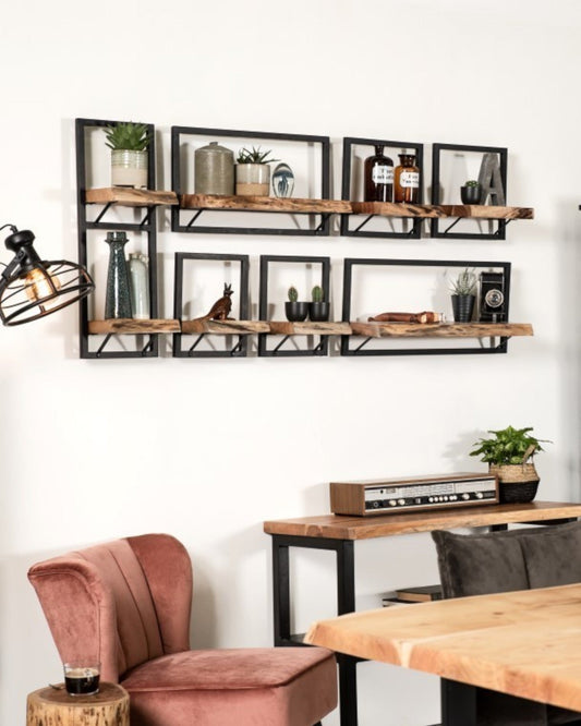 70cm HSM Collection Levels Wall Shelf – Acacia Wood & Metal