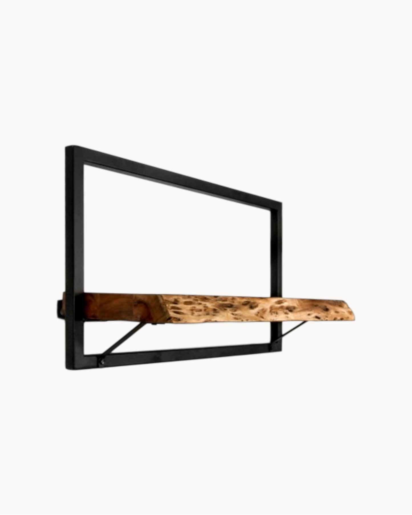 HSM Collection – Live Edge Wall Shelf – Acacia & Black – 56 x 22 x 32 cm