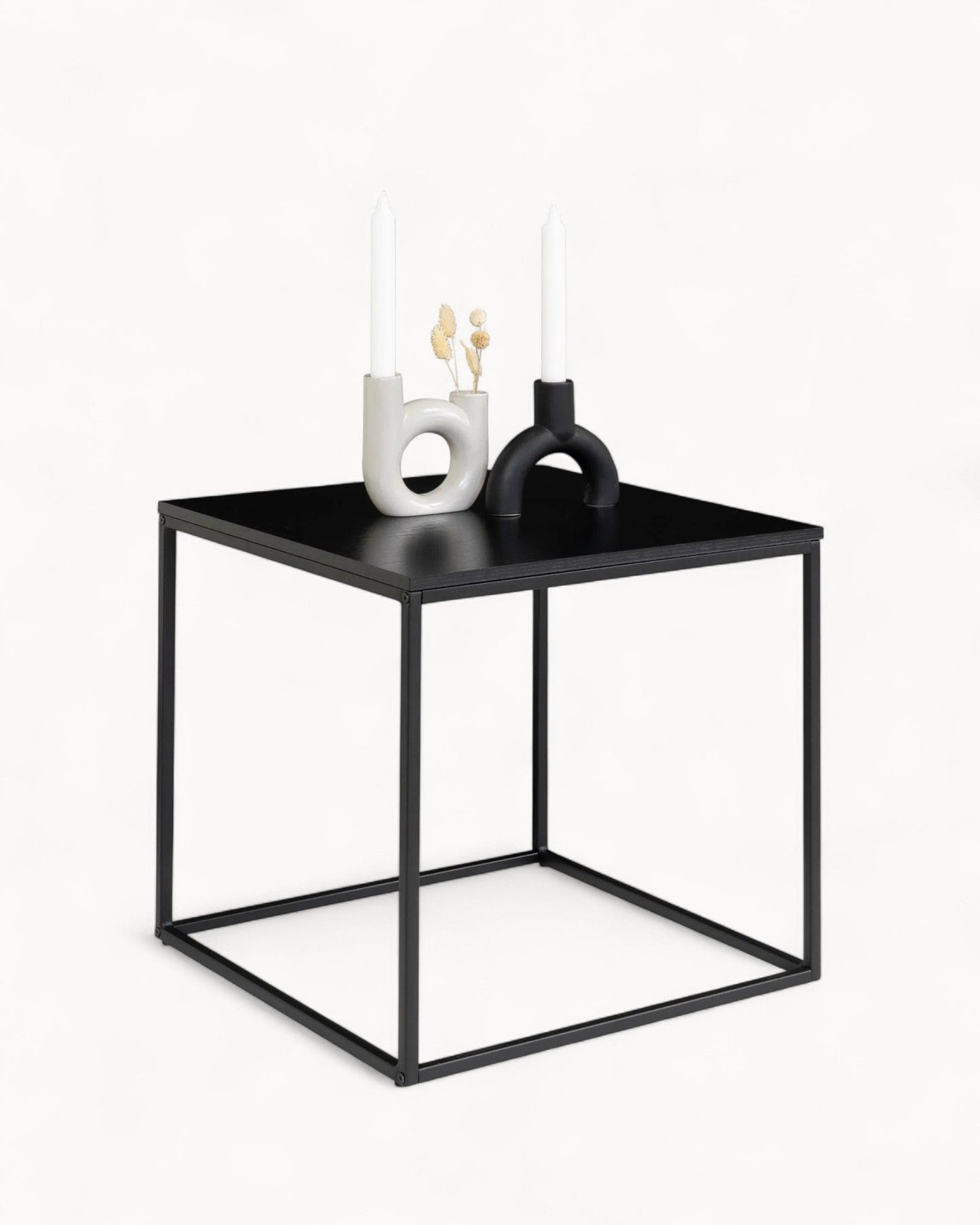 Black Box Side Table – 45x45x45 cm, Metal Frame
