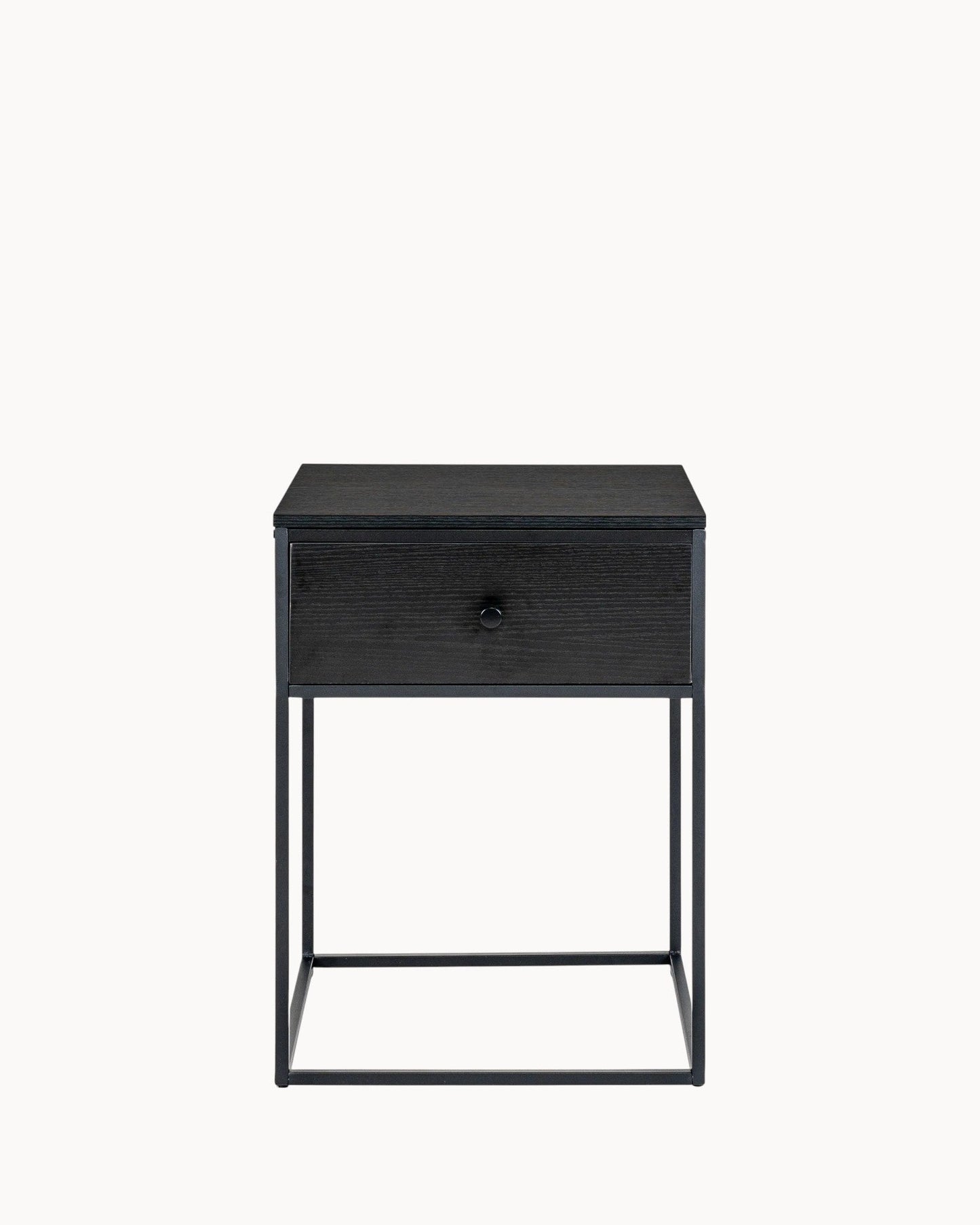 Black Metal Frame Side Table with Drawer – 40x40x55 cm