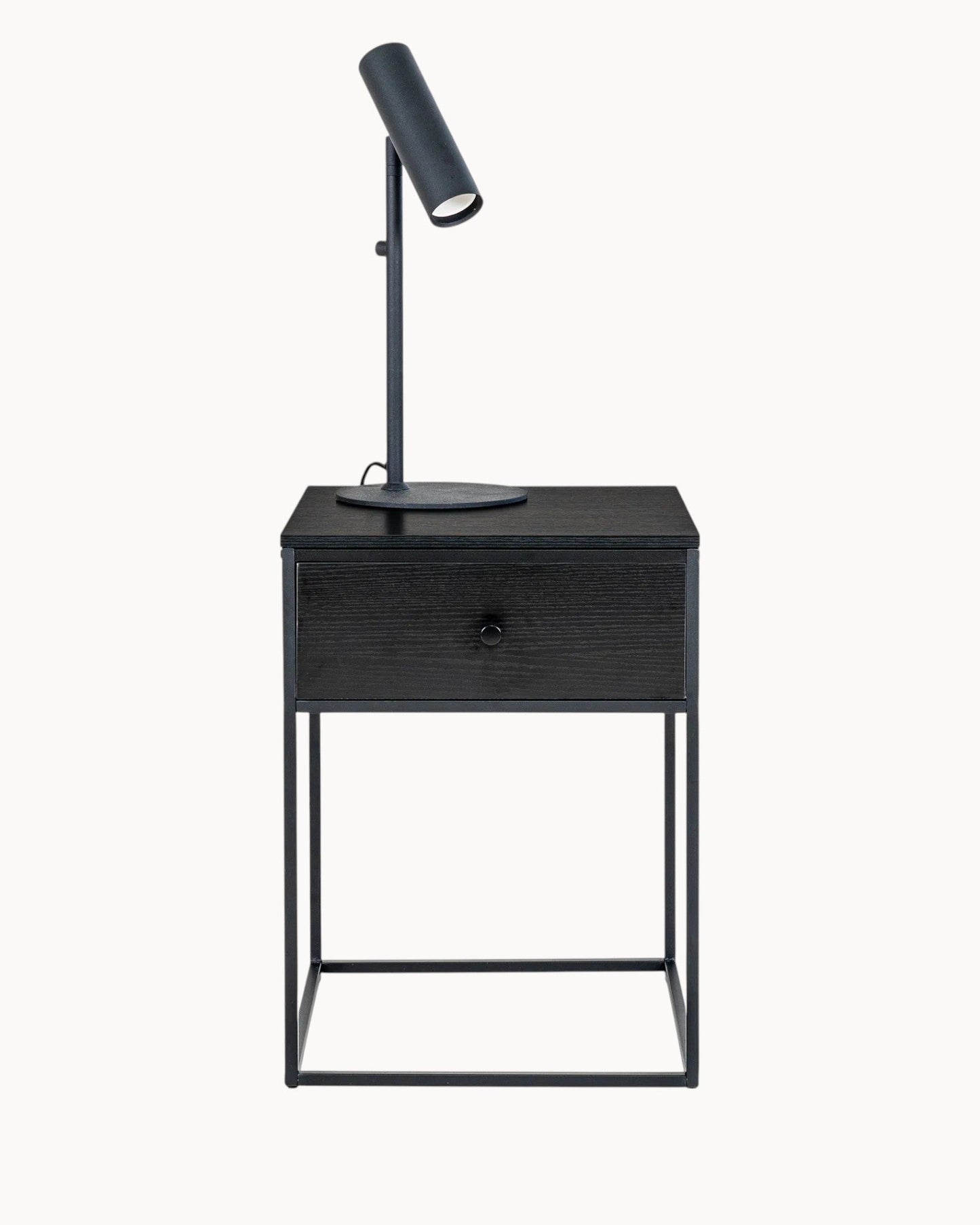 Black Metal Frame Side Table with Drawer – 40x40x55 cm