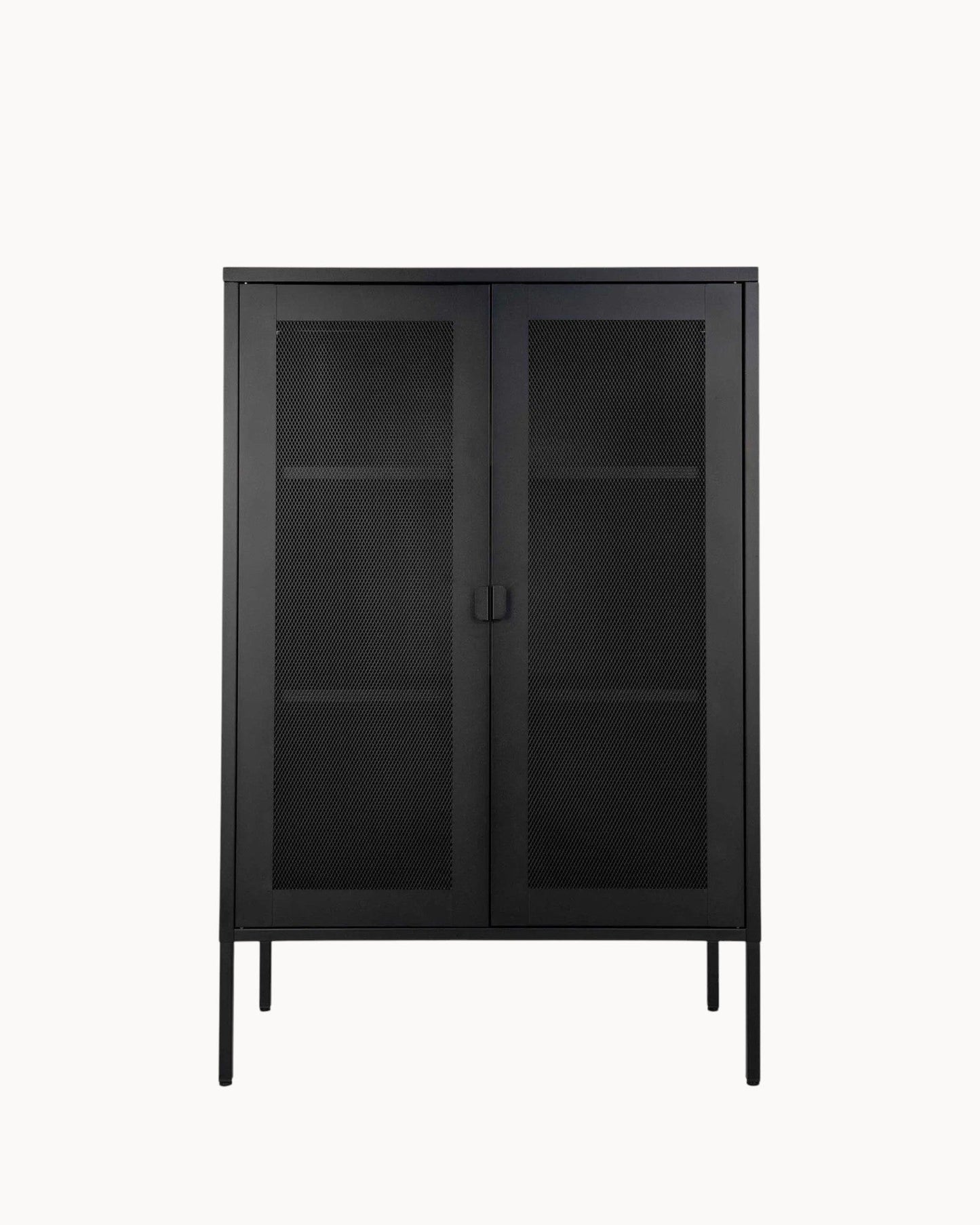 Industrial Black Metal Cabinet with Mesh Doors – 80x40x120 cm