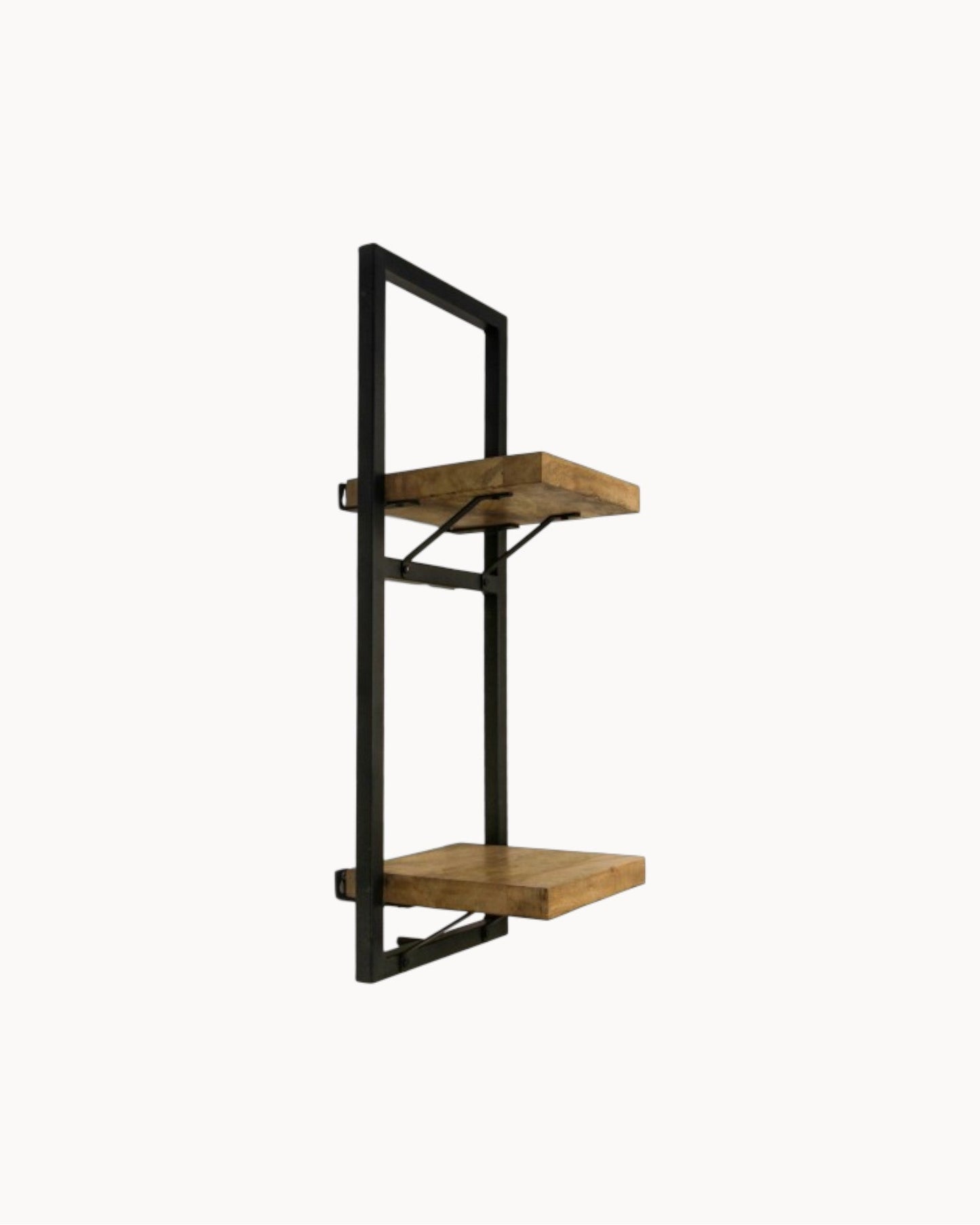 HSM Collection – Mango Wood & Metal Level Shelf Wall Unit – Natural/Black