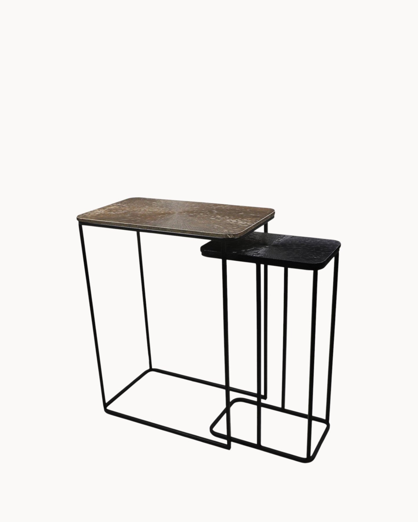 2-Piece Luxe Nest Console Table Set – Gold and Black Metal/Aluminum