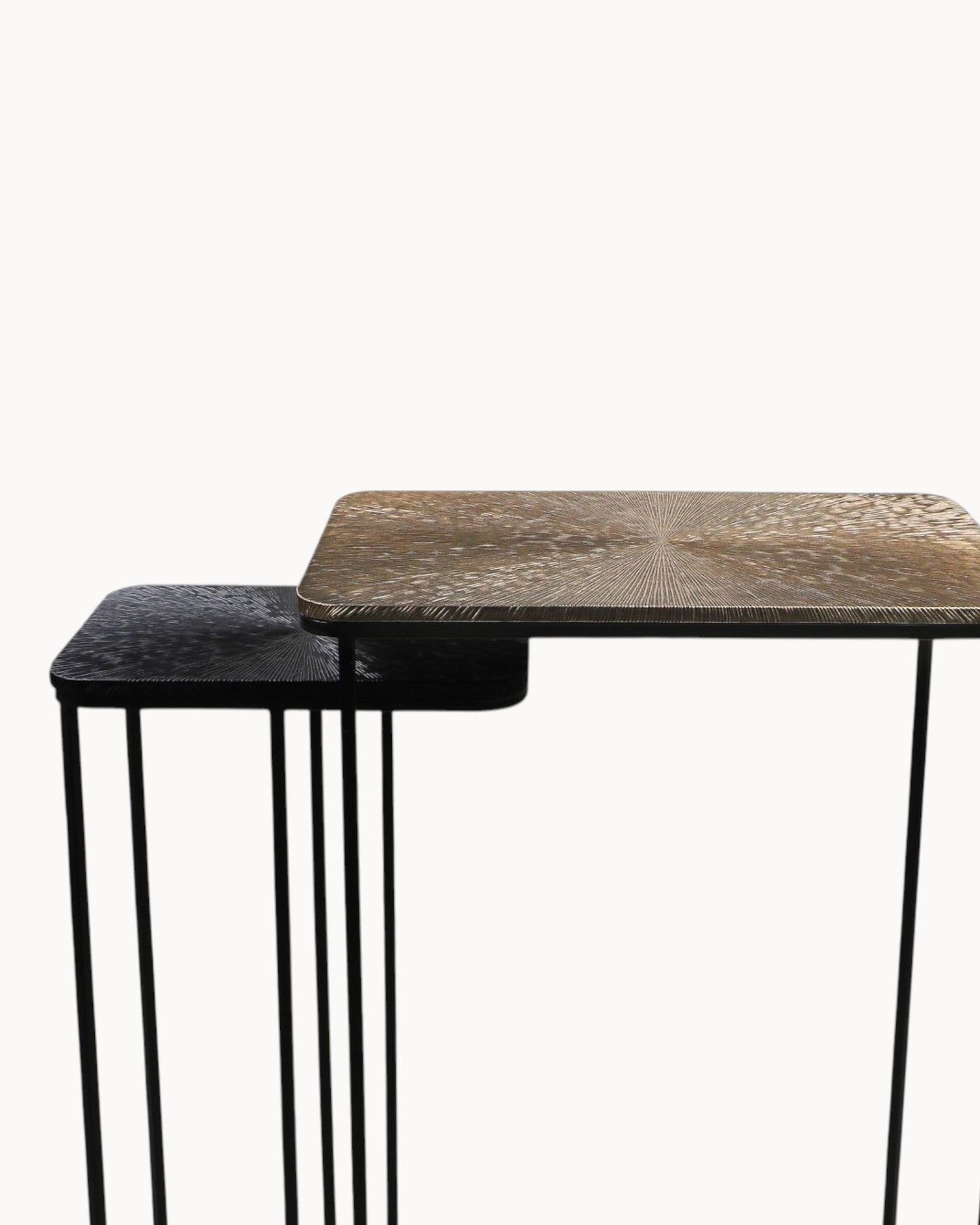 2-Piece Luxe Nest Console Table Set – Gold and Black Metal/Aluminum