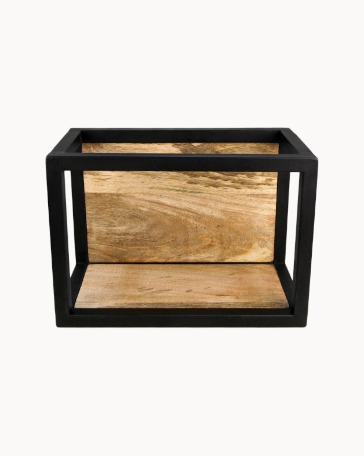 Urban Levels Wall Shelf - Mango Wood and Metal - Natural Black Finish - 35x18x25 cm