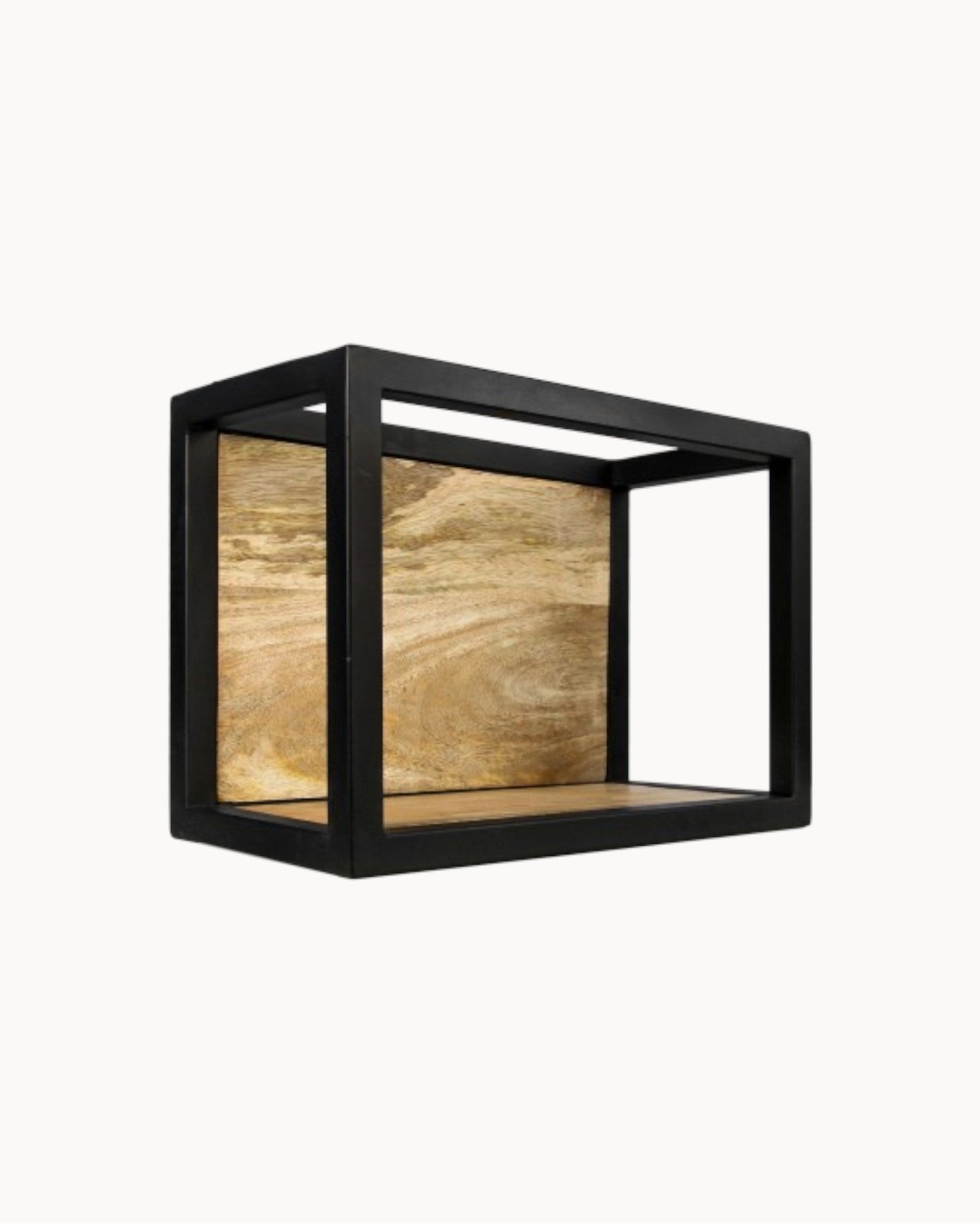 Urban Levels Wall Shelf - Mango Wood and Metal - Natural Black Finish - 35x18x25 cm
