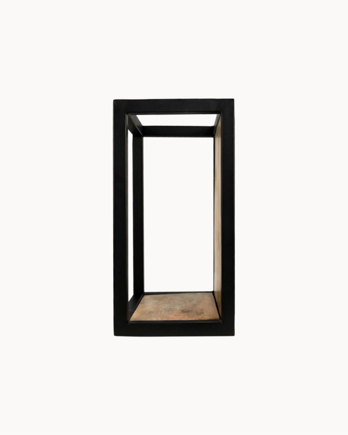 Natural and Black Mango Wood/Metal Wall Shelf – 25x18x35 cm