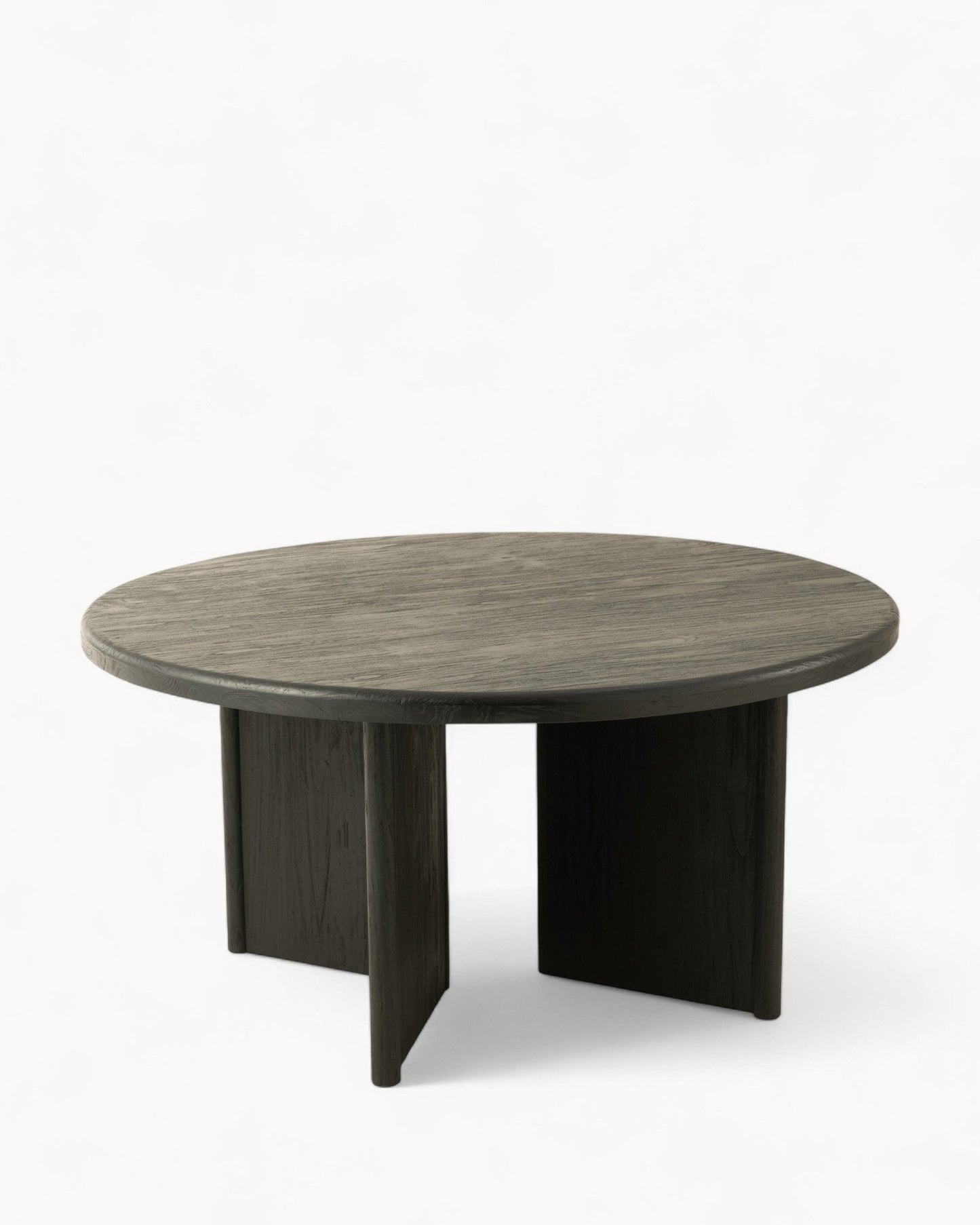J-Line Modern Round Dining Table - 150 cm - Black Teak Wood - Sturdy Design