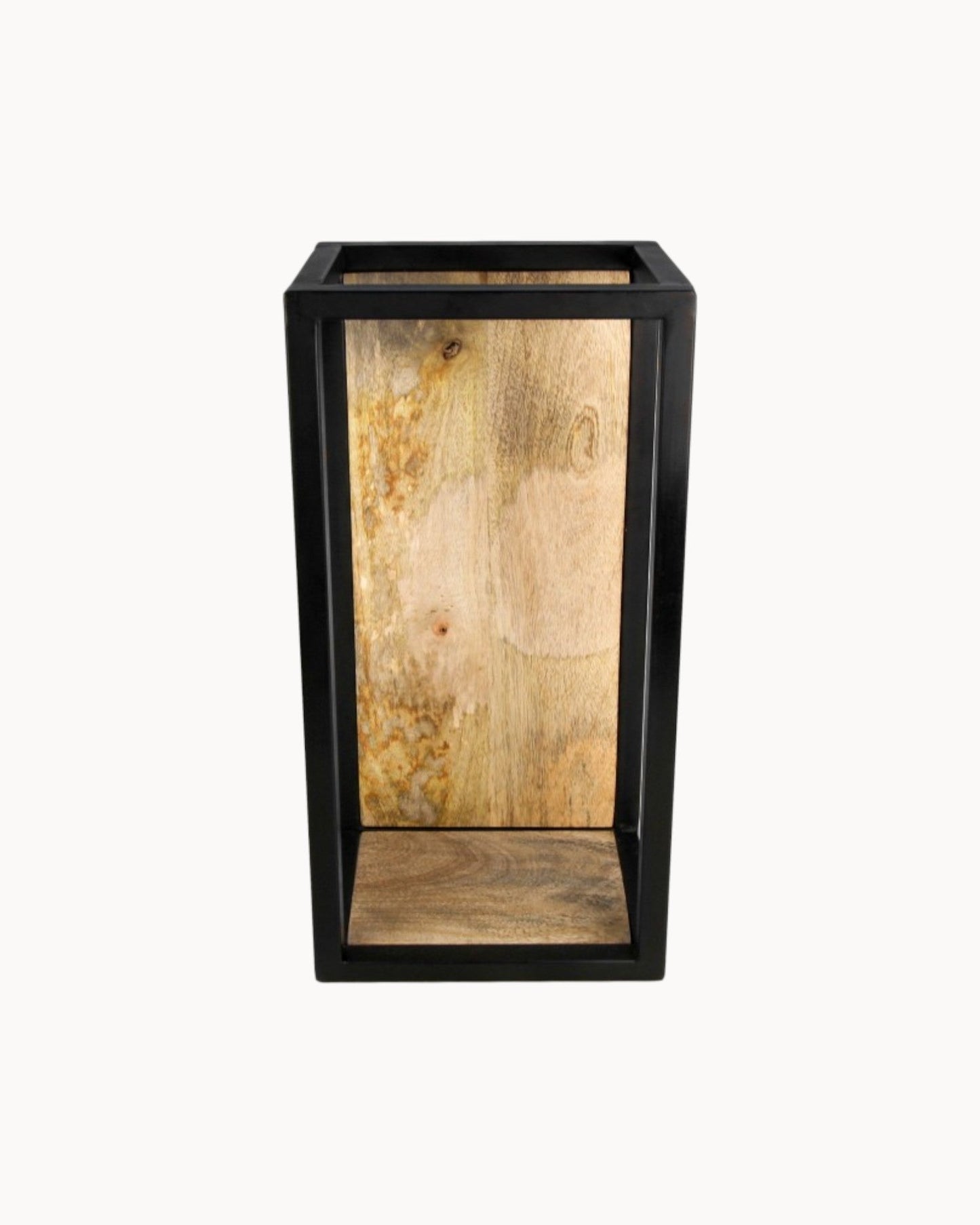 Natural and Black Mango Wood/Metal Wall Shelf – 25x18x55 cm