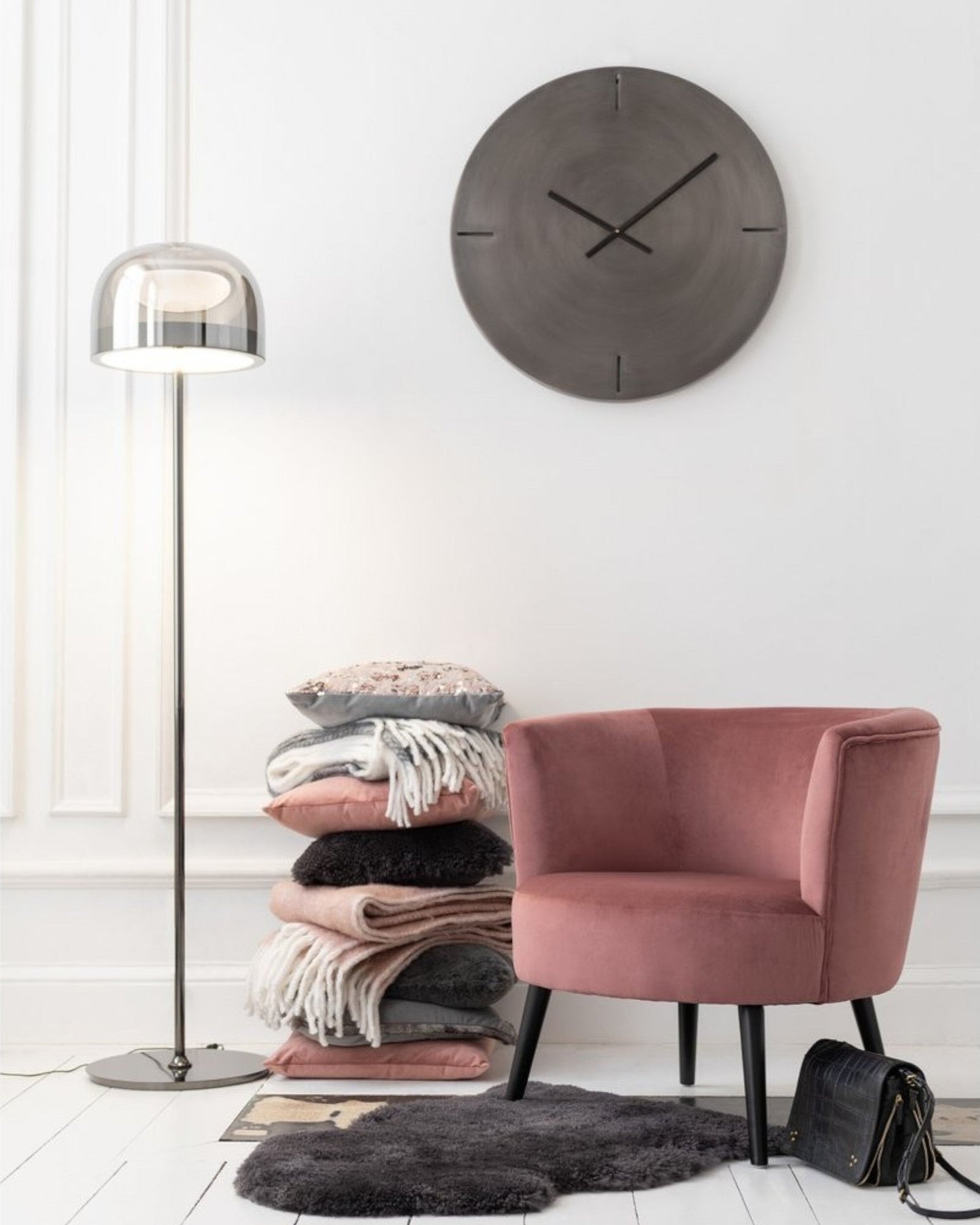 J-Line Dark Gray Metal Round Clock - 50.5 cm Diameter