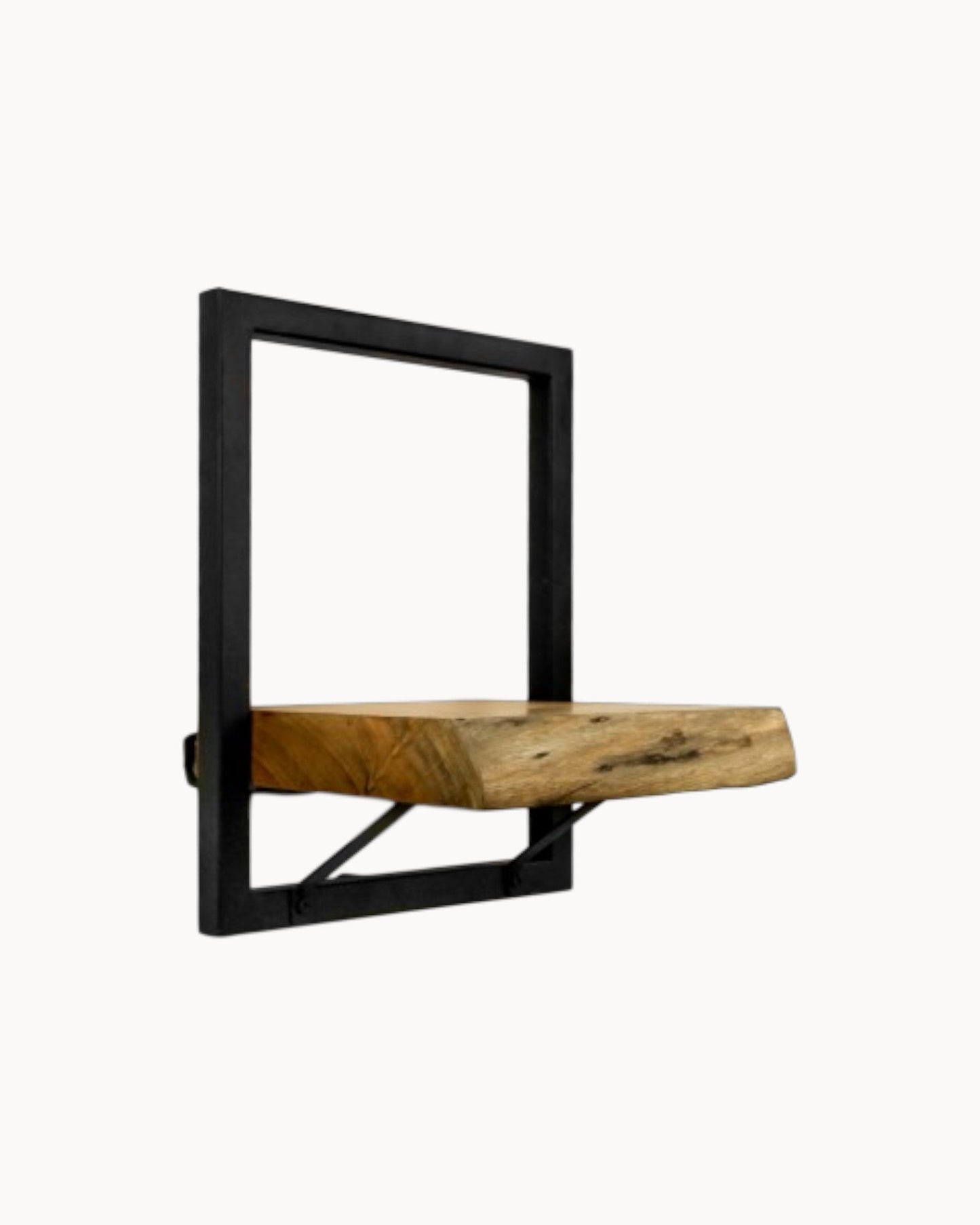 Acacia Wood & Metal Wall Shelf – Natural/Black Finish – 25x22x32 cm