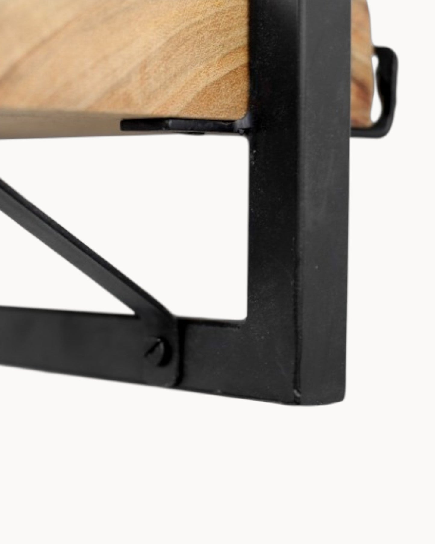 Acacia Wood & Metal Wall Shelf – Natural/Black Finish – 25x22x32 cm