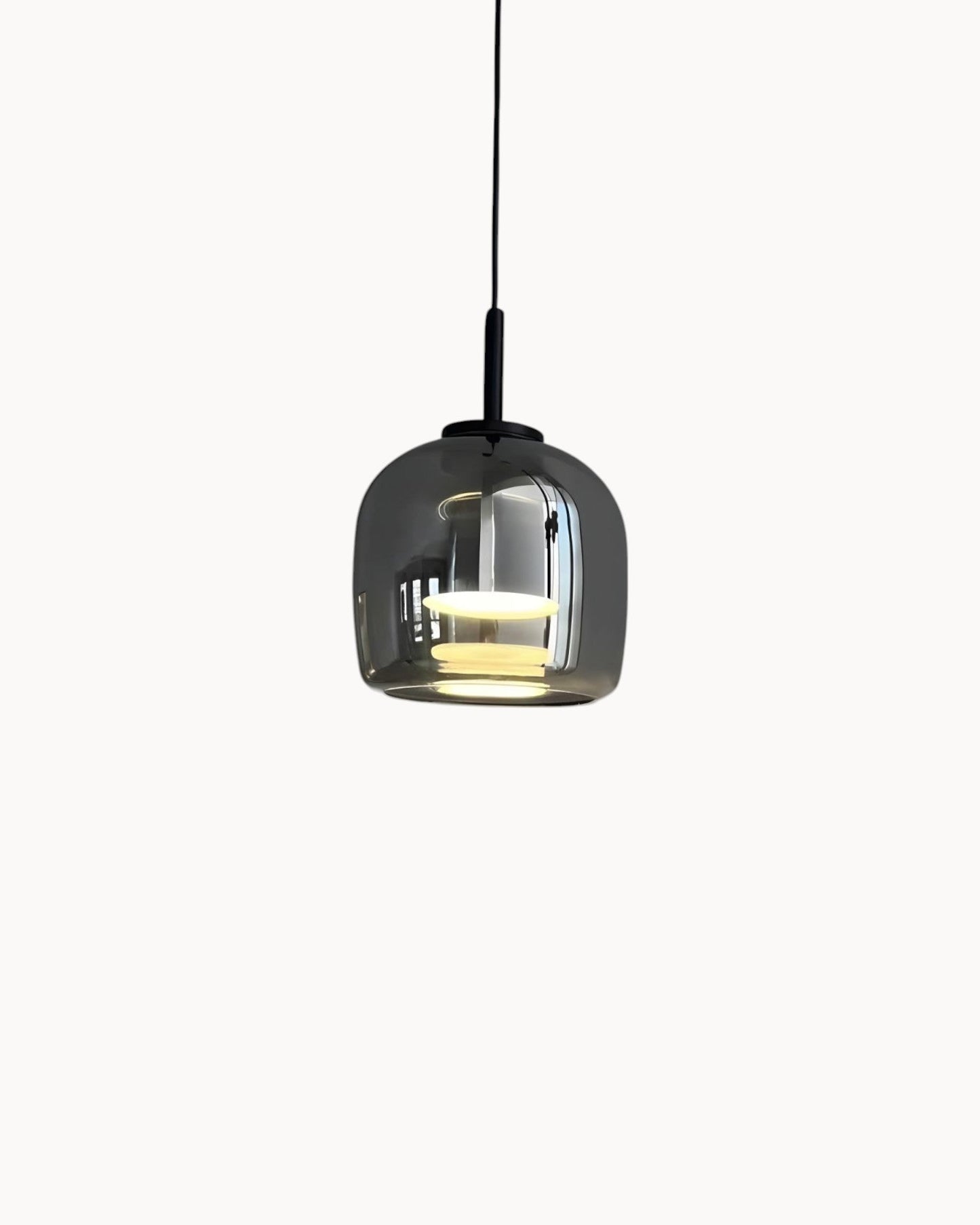 Contemporary Amber Glass Pendant Light with Copper and Wrought Iron Accents