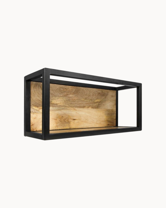 Natural/Black Mango Wood & Metal Wall Shelf – HSM Collection Levels
