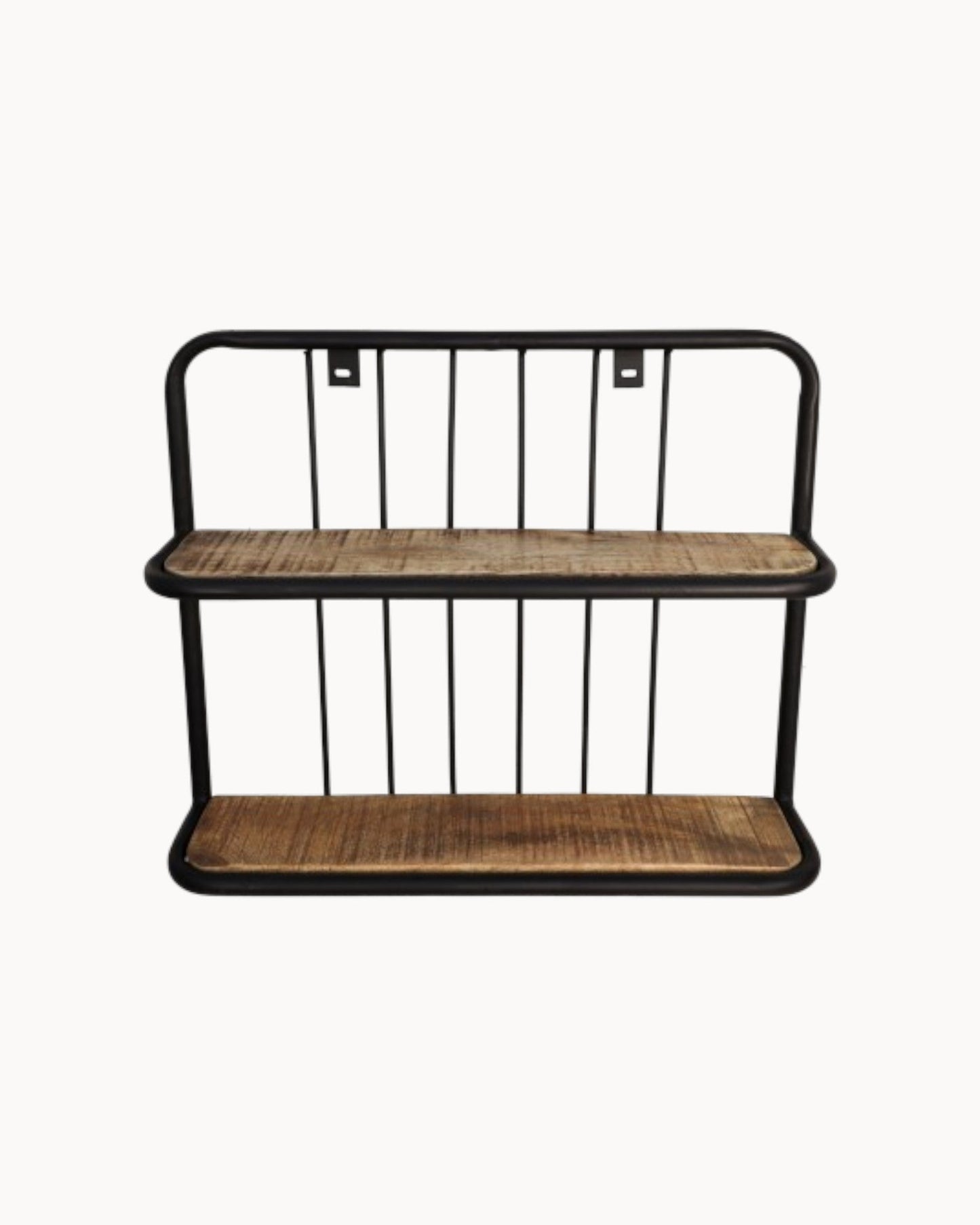 Natural/Black Mango Wood & Metal Wall Shelf – HSM Collection – 50x12x50 cm