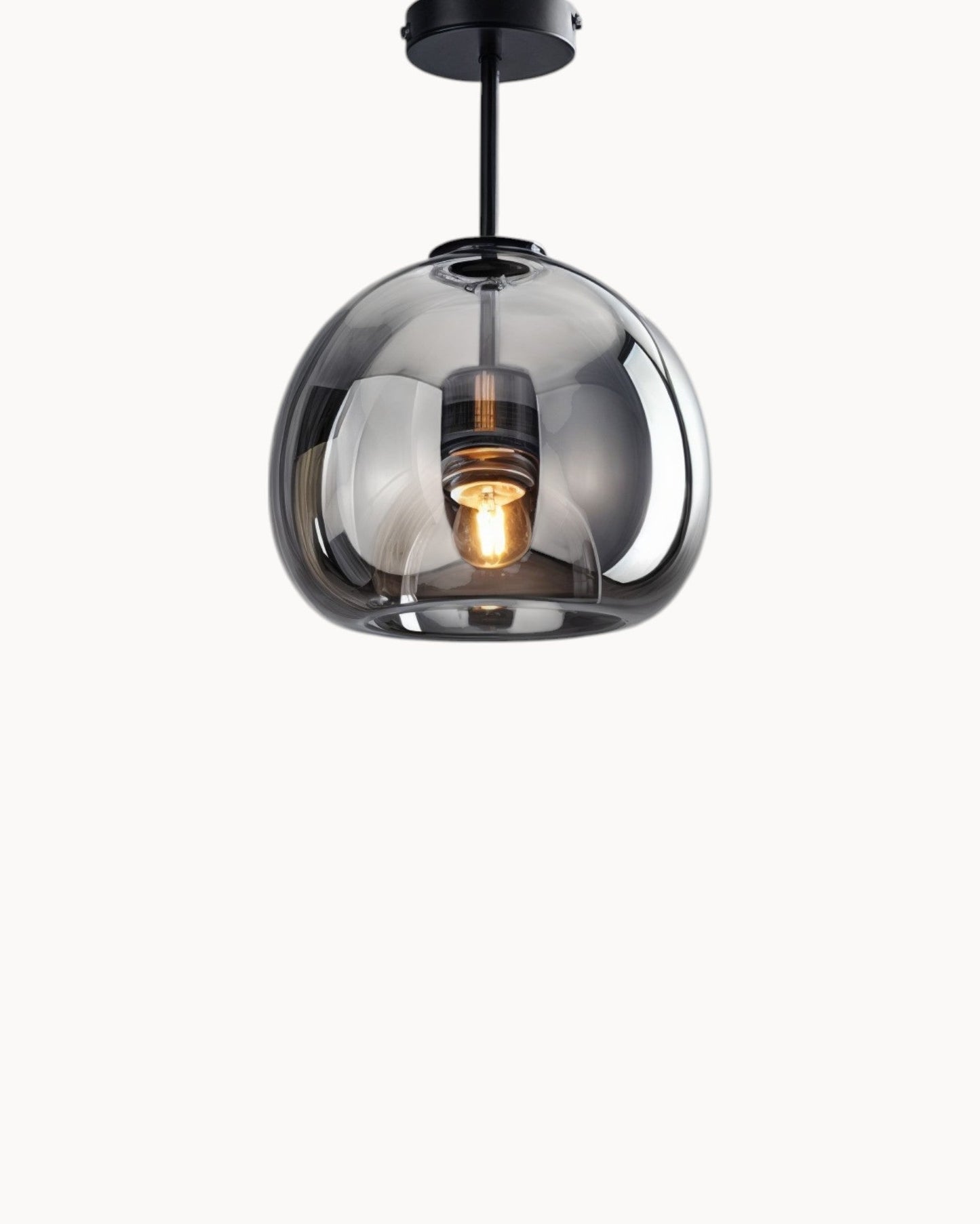 Contemporary LED Ceiling Light - Smoke Gray and Cognac Glass - 25 cm Diameter