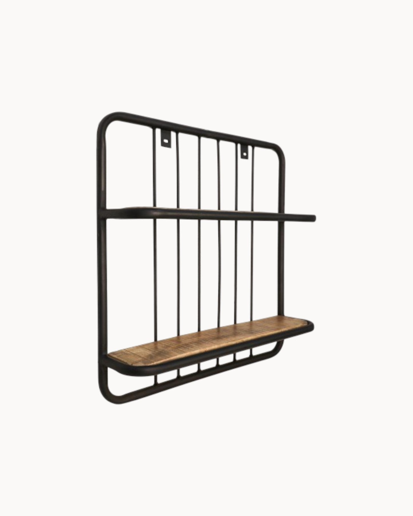 Natural/Black Mango Wood & Metal Wall Shelf – HSM Collection – 50x12x50 cm