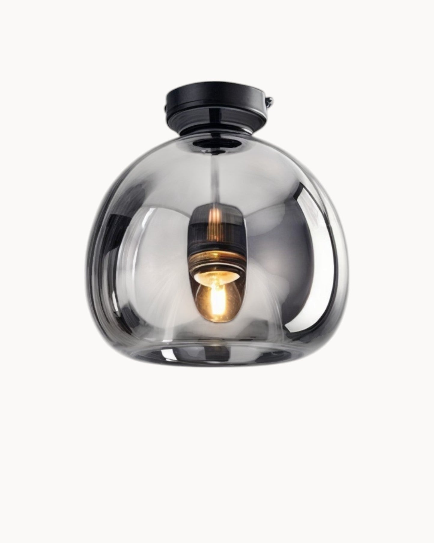 Contemporary LED Ceiling Light - Smoke Gray and Cognac Glass - 25 cm Diameter