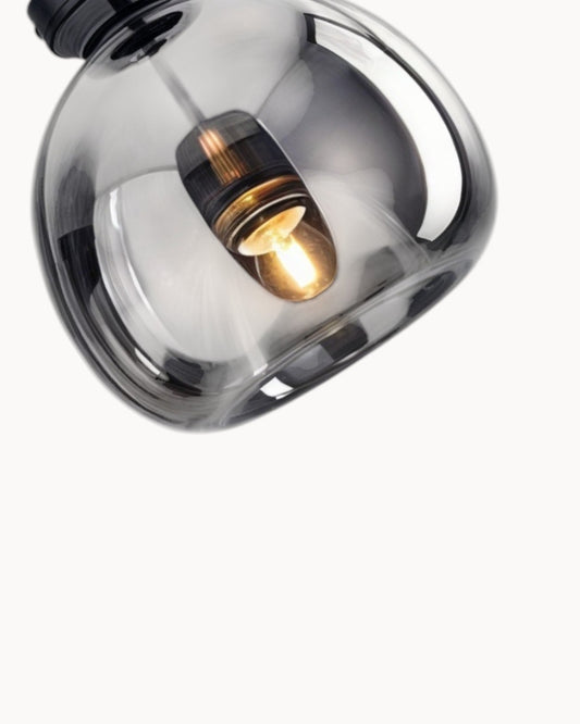Contemporary LED Ceiling Light - Smoke Gray and Cognac Glass - 25 cm Diameter