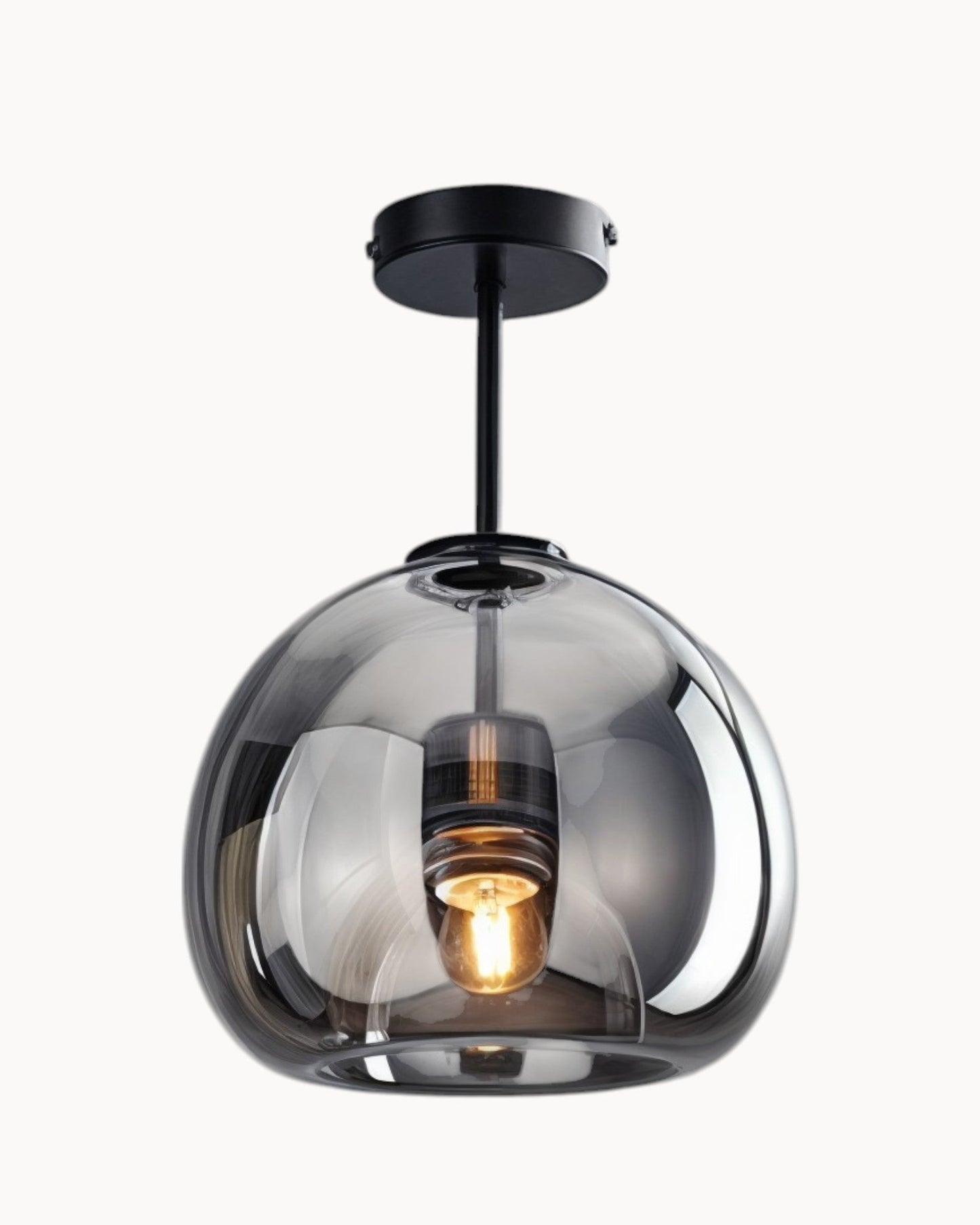 Contemporary LED Ceiling Light - Smoke Gray and Cognac Glass - 25 cm Diameter