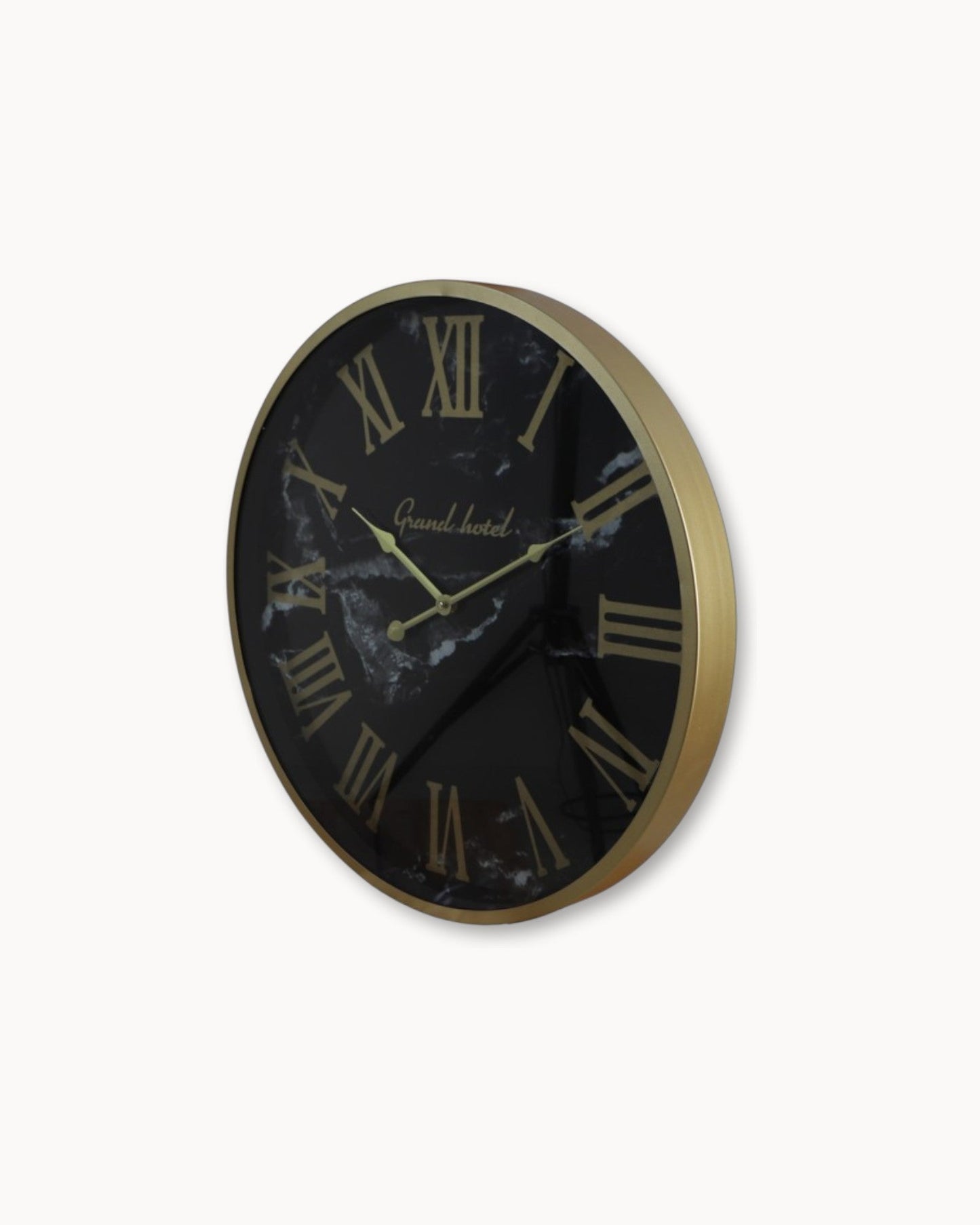 HSM Collection – Marseille Black-Gold Wall Clock – 50 cm Diameter – Metal & Marble Design