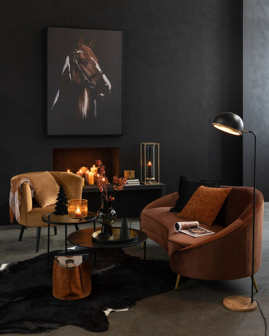 J-Line Evy Floor Lamp – Black & Natural – Iron and Wood – E14 Socket