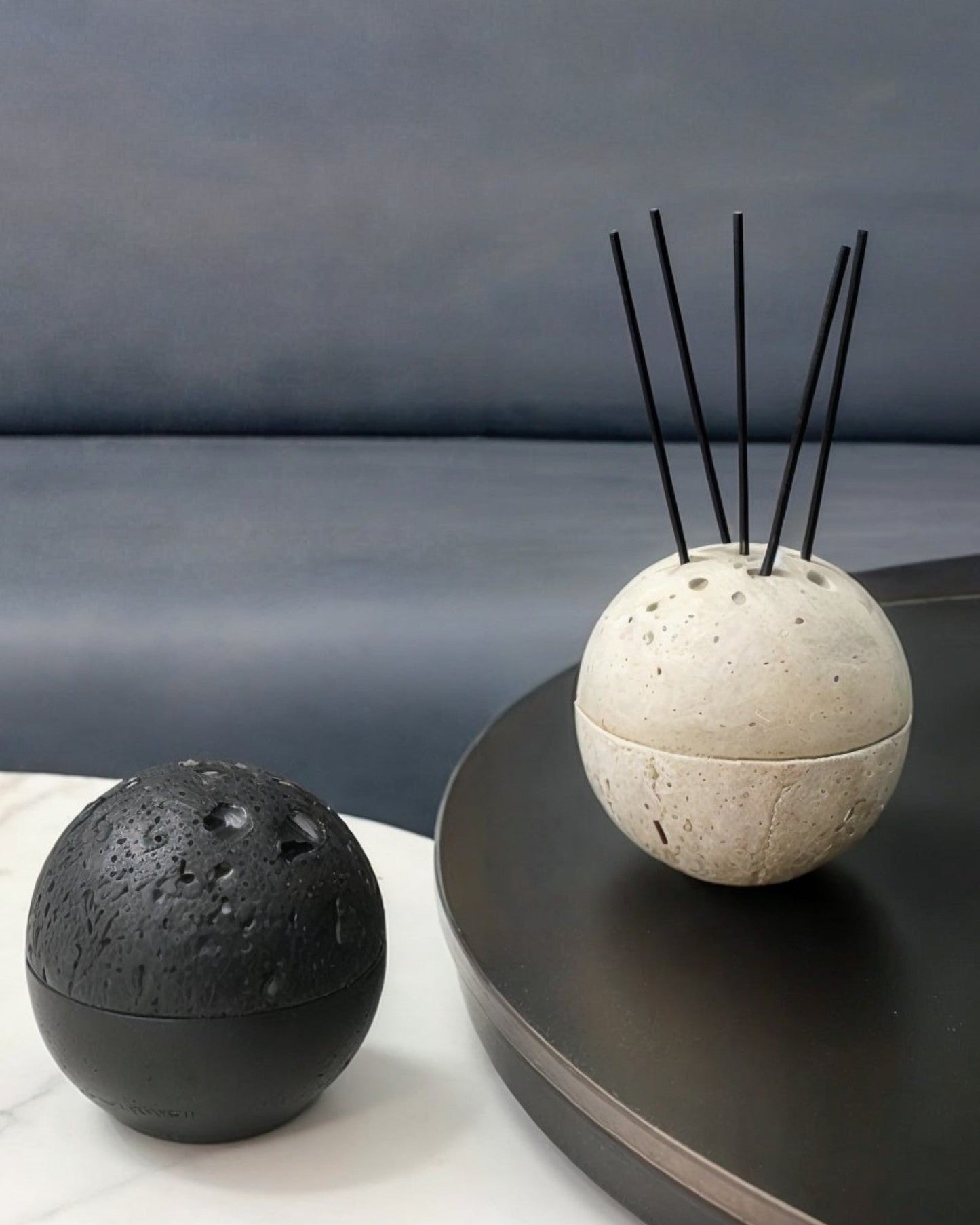 Handcrafted Beige Travertine Incense Holder – Wabi Sabi Natural Stone Design