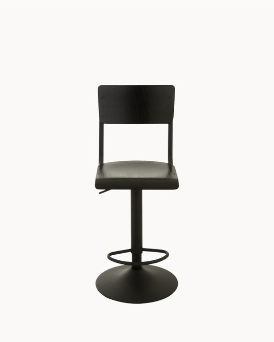 J-Line Industrial Bar Stool - Black Wood and Metal, 79 cm Seat Height