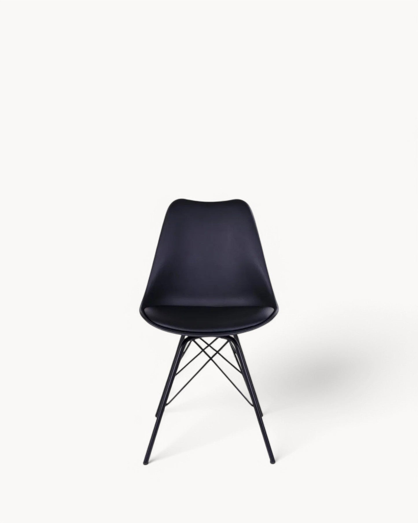 Modern Oslo Dining Chair – Black PU Leather with Metal Legs, 84cm