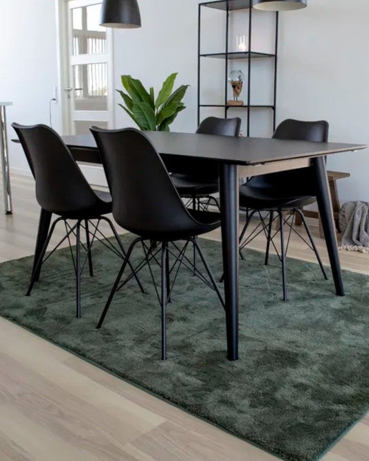 Modern Oslo Dining Chair – Black PU Leather with Metal Legs, 84cm