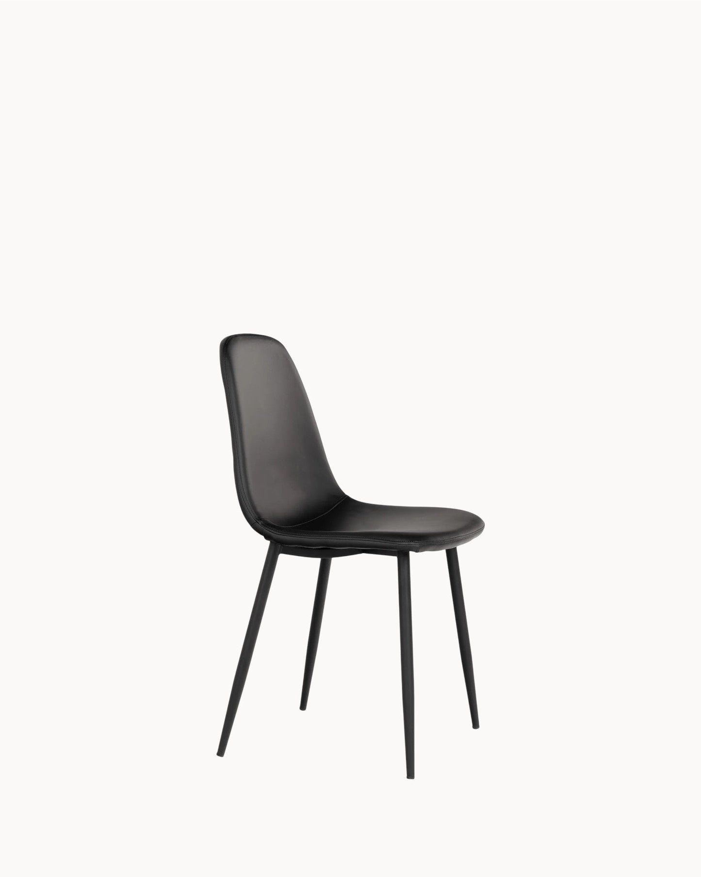 Modern Stockholm Dining Chair – Black PU Leather with Metal Legs, 88cm