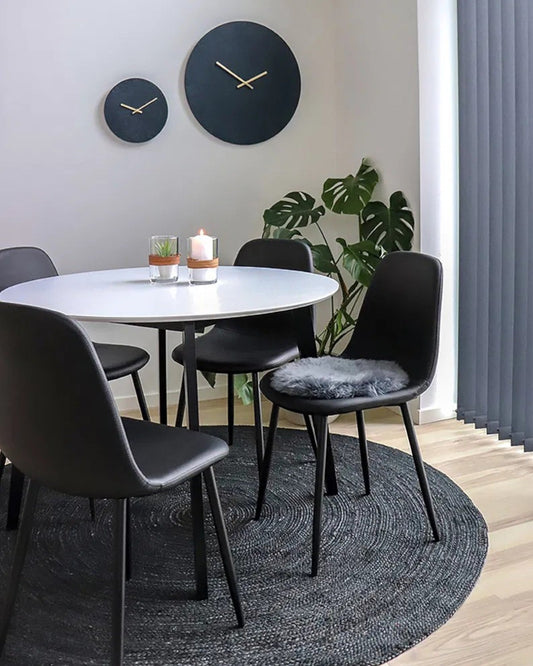 Modern Stockholm Dining Chair – Black PU Leather with Metal Legs, 88cm