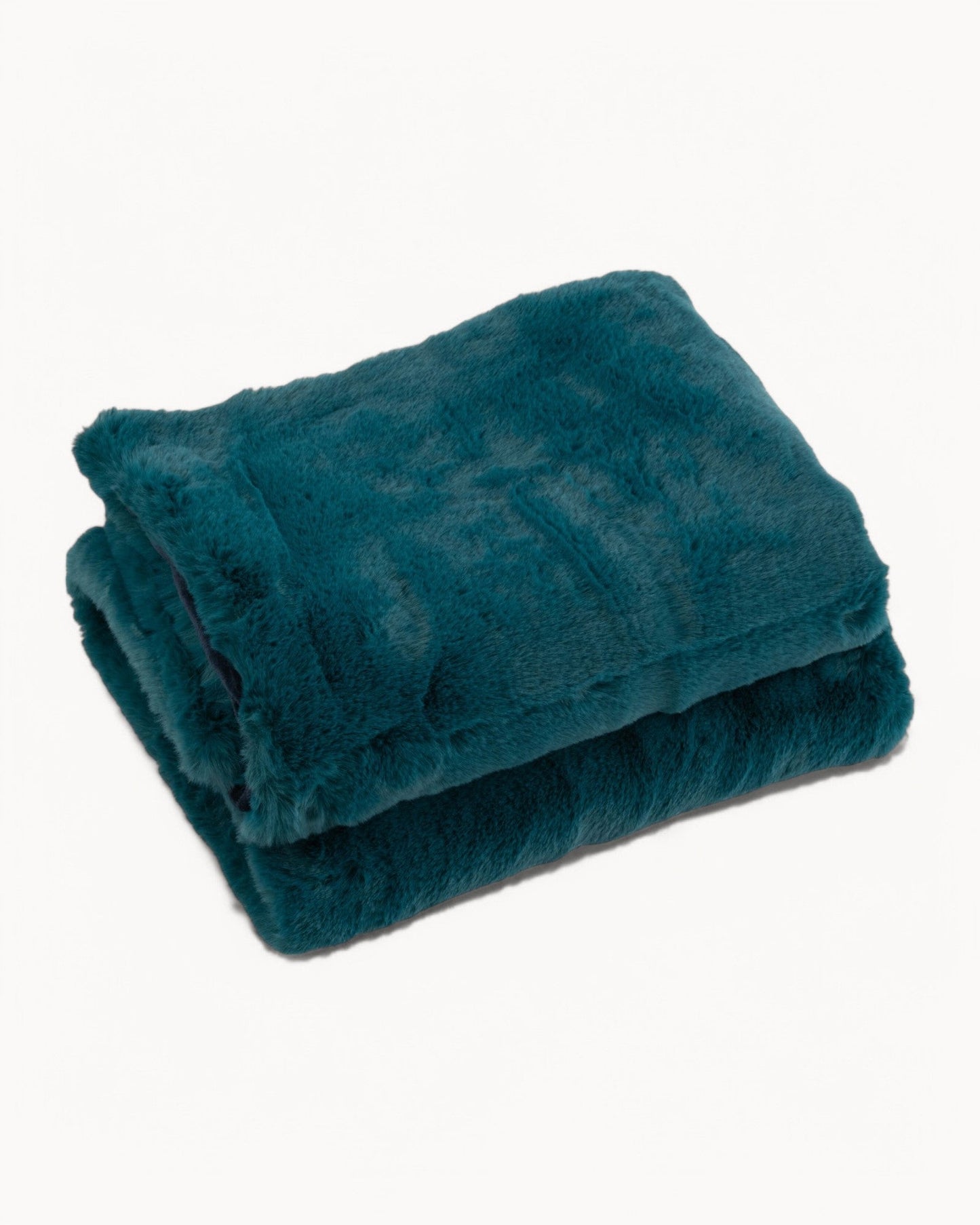 J-Line Cozy Fur Blanket – Soft Teal Polyester, 180x130 cm