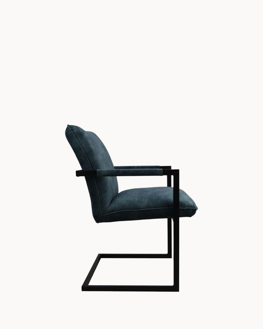 HSM Collection Blue Velvet Dining Chairs Set of 2 with Black Legs