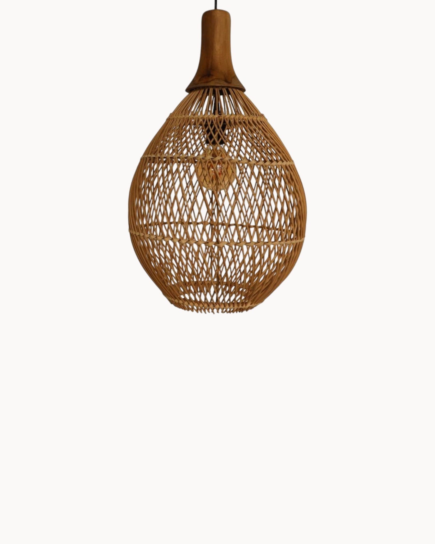 HSM Collection – Natural Rattan Pendant Light with Teak Finish, 35x35x59 cm, E27 Socket