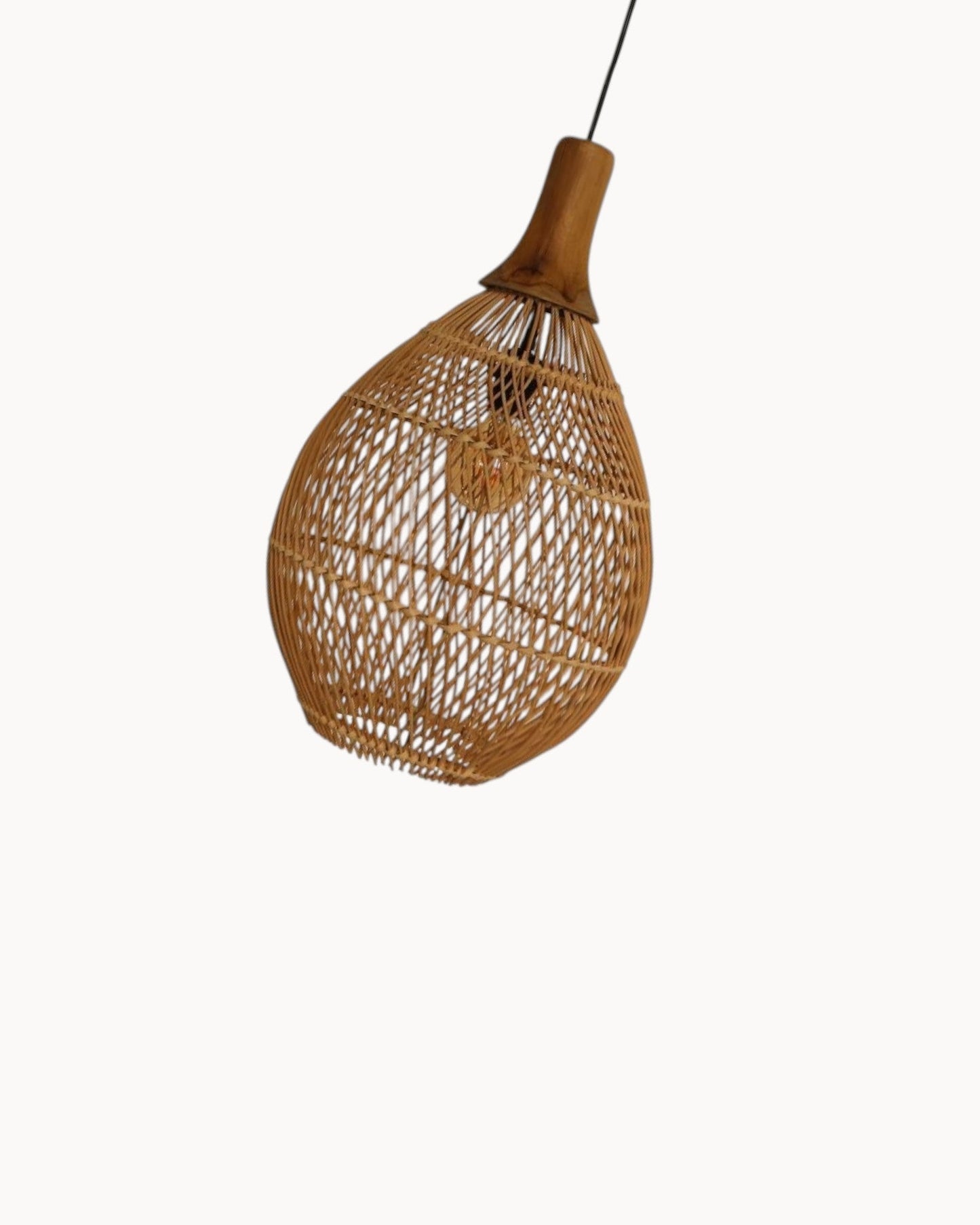 HSM Collection – Natural Rattan Pendant Light with Teak Finish, 35x35x59 cm, E27 Socket