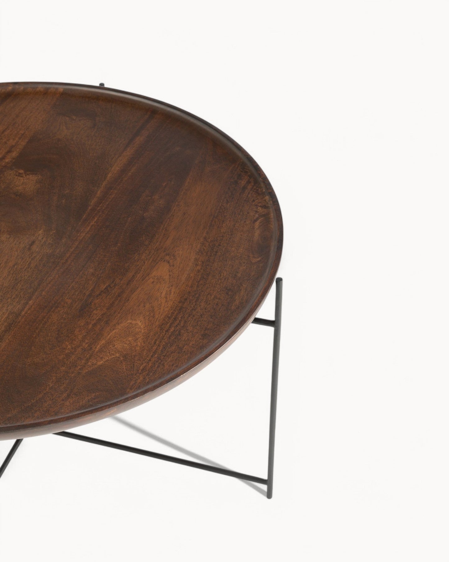 J-Line Round Coffee Table – Mango Wood & Iron – Brown and Black – 80 cm