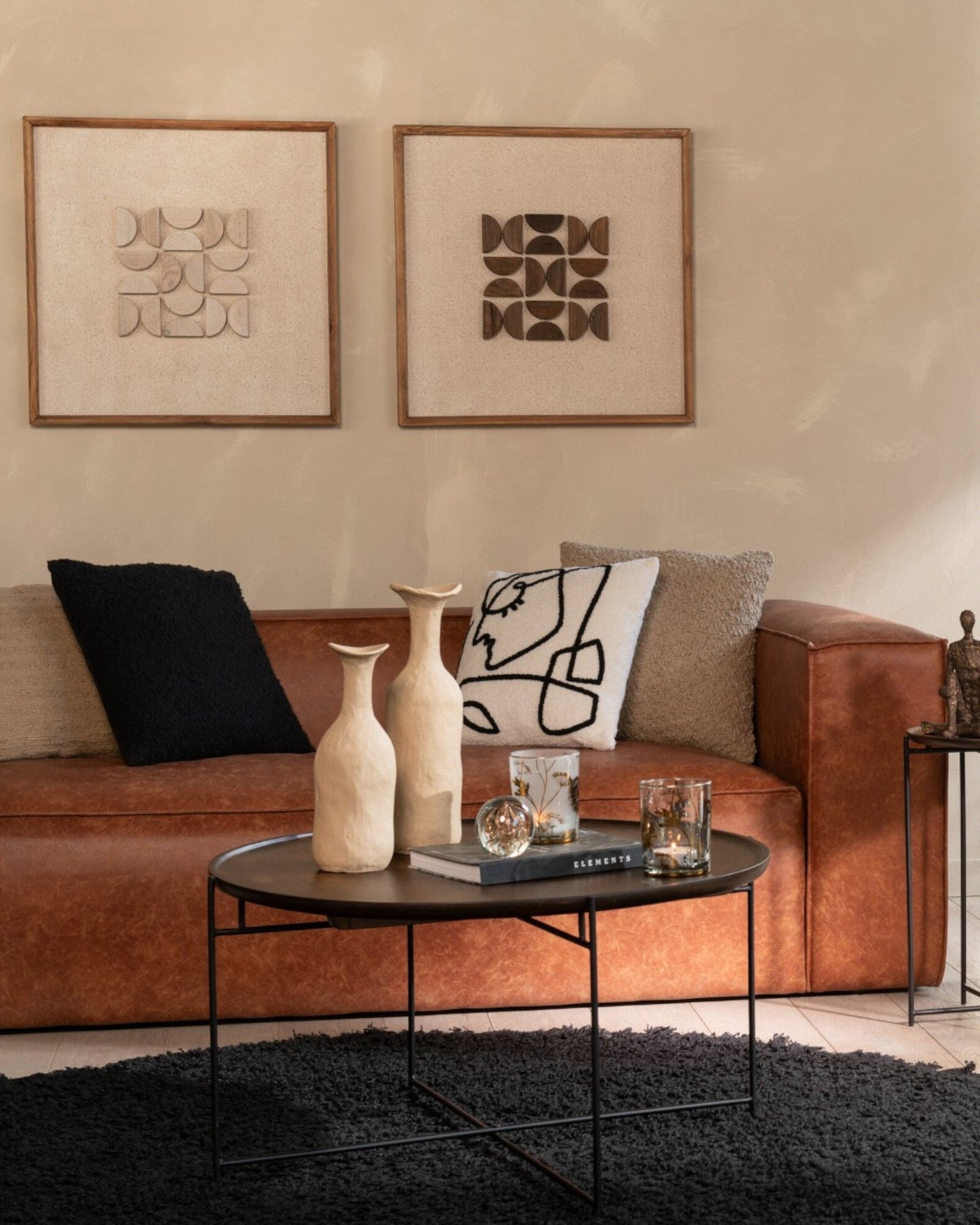 J-Line Round Coffee Table – Mango Wood & Iron – Brown and Black – 80 cm
