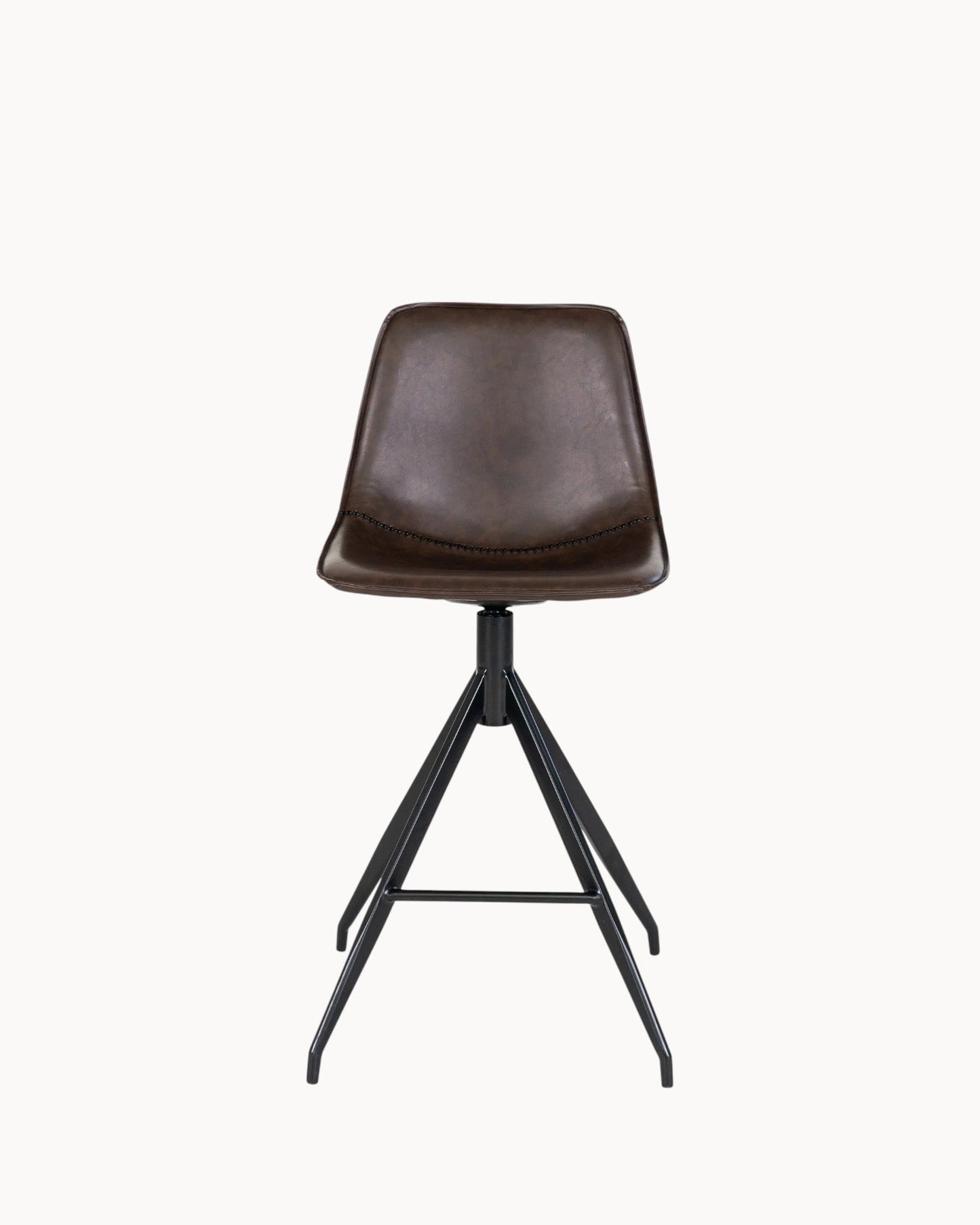 Monaco Counter Stool - Brown PU Leather with Black Metal Legs - 96cm Height