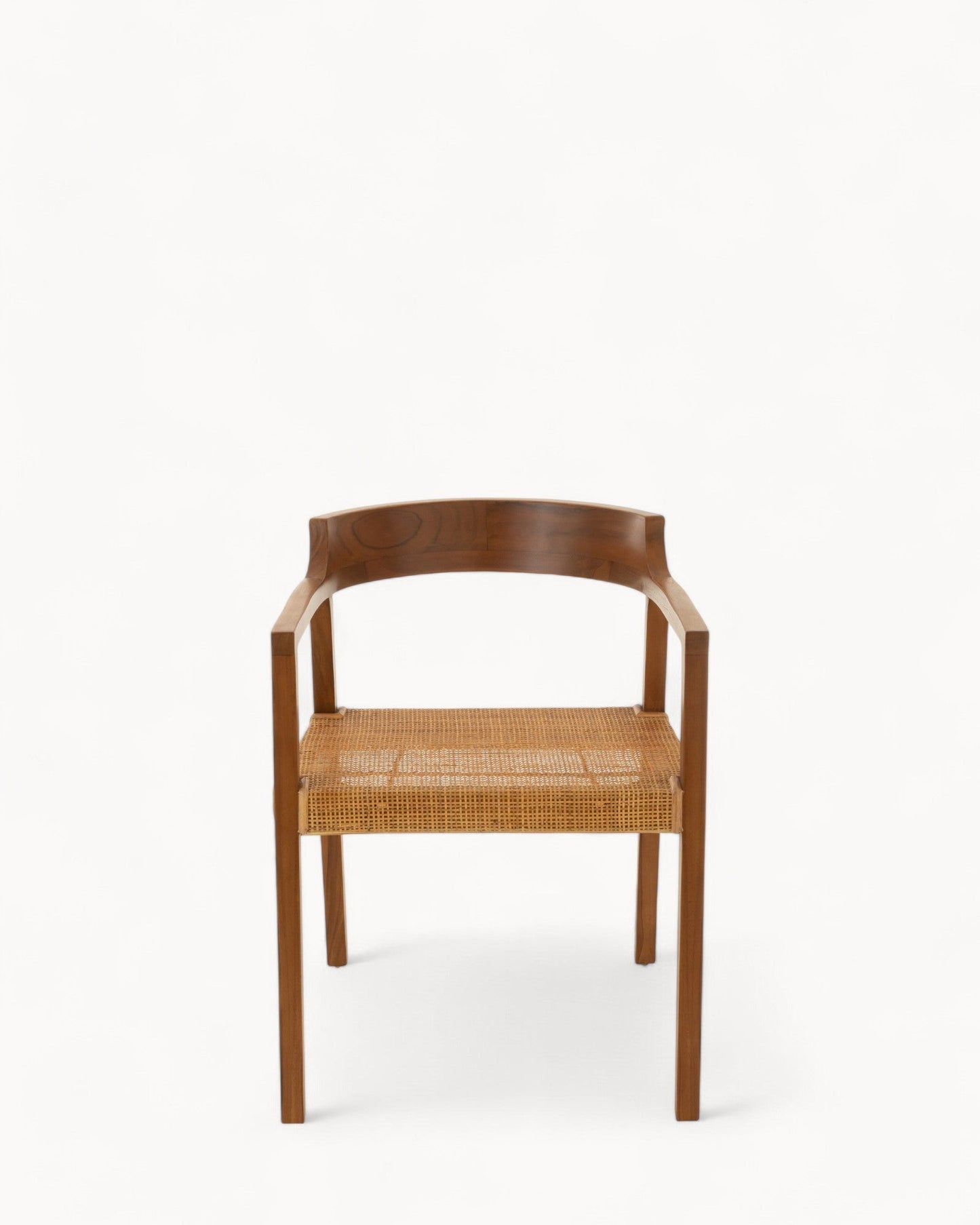 Emma Dining Chair by J-Line – Brown Teak Wood & Rattan – Stylish and Comfortable