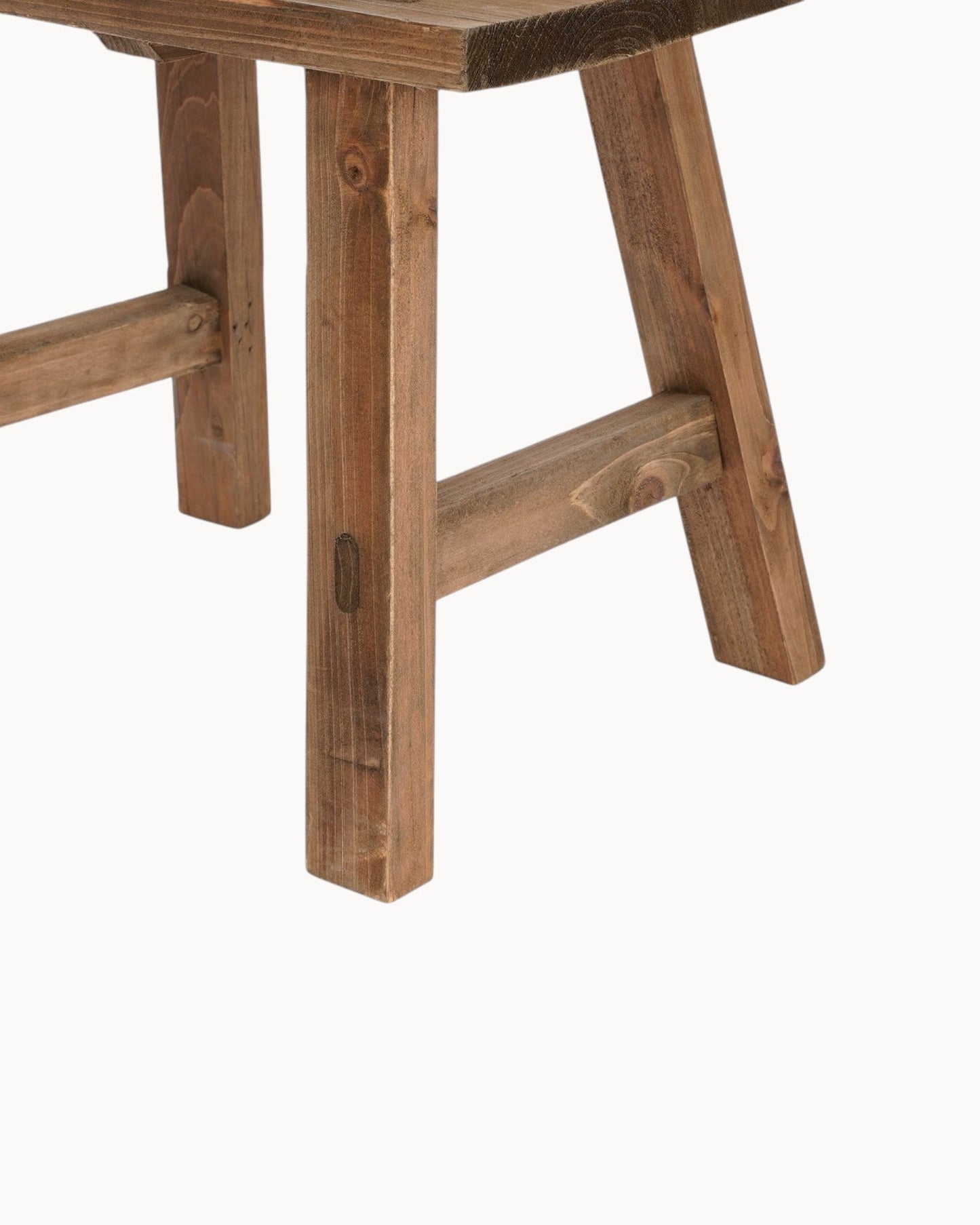 Mica Decorations Brown Wooden Stool – Eco-Friendly Recycled Wood – 38x29x34 cm