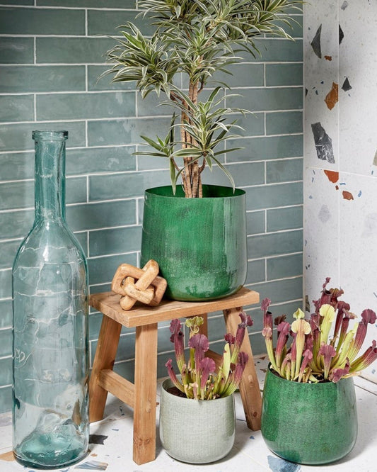 Mica Decorations Brown Wooden Stool – Eco-Friendly Recycled Wood – 38x29x34 cm