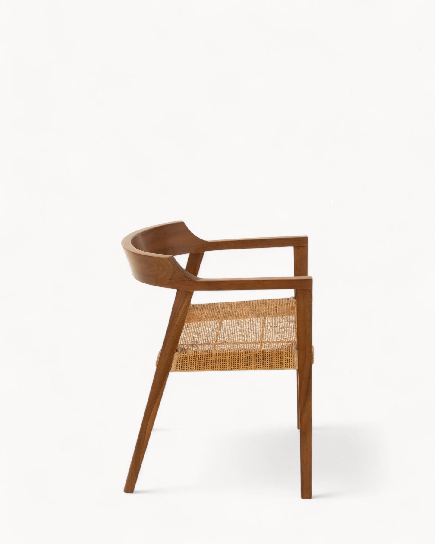 Emma Dining Chair by J-Line – Brown Teak Wood & Rattan – Stylish and Comfortable