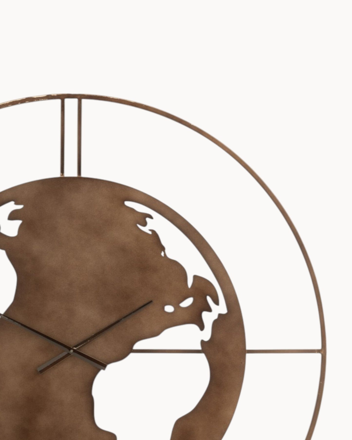 Industrial Design Wall Clock with World Map – 90 cm Brown Metal
