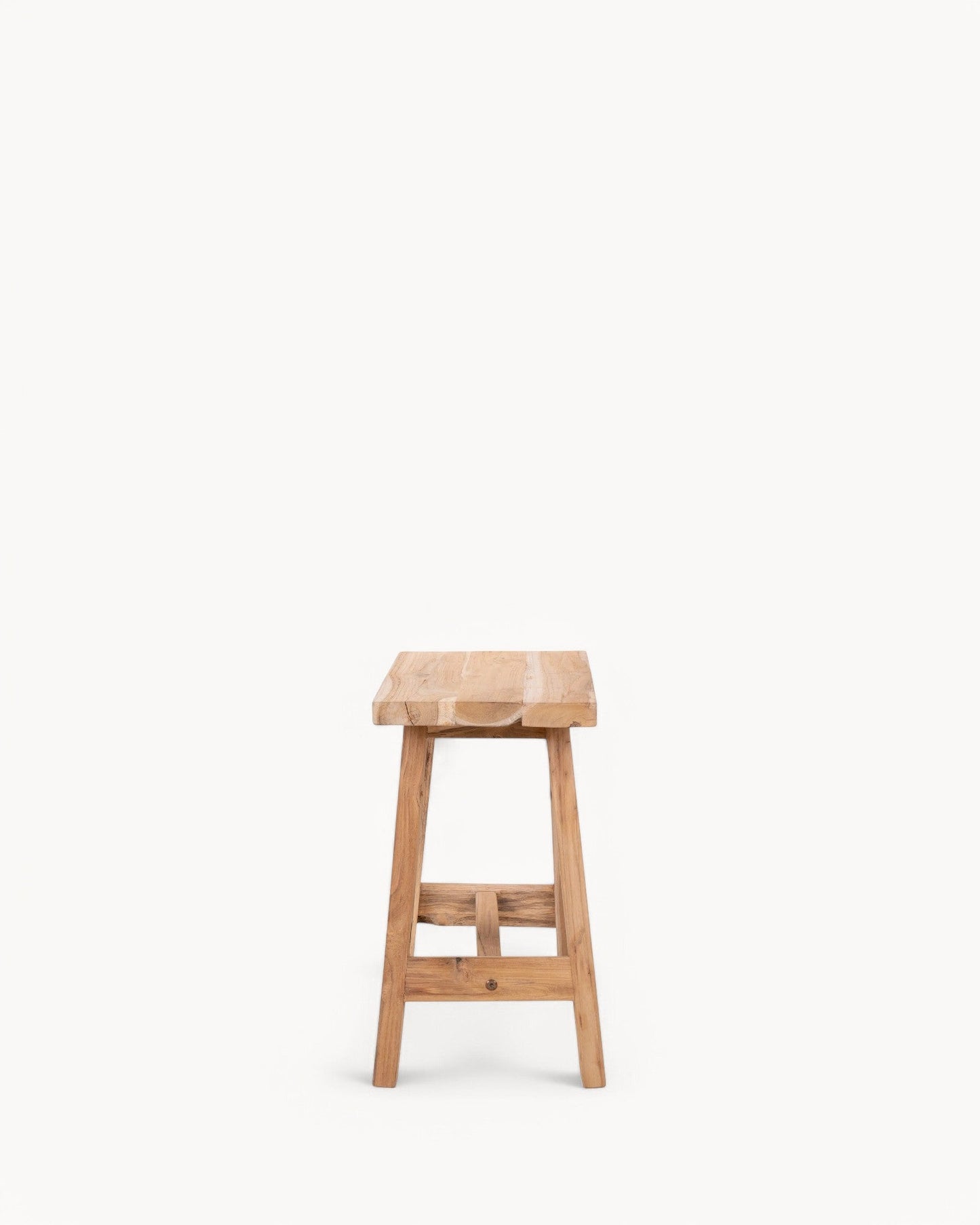 Barcelona Bench – Natural Teak Wood – 50x25x45 cm – Versatile Indoor and Outdoor Furniture