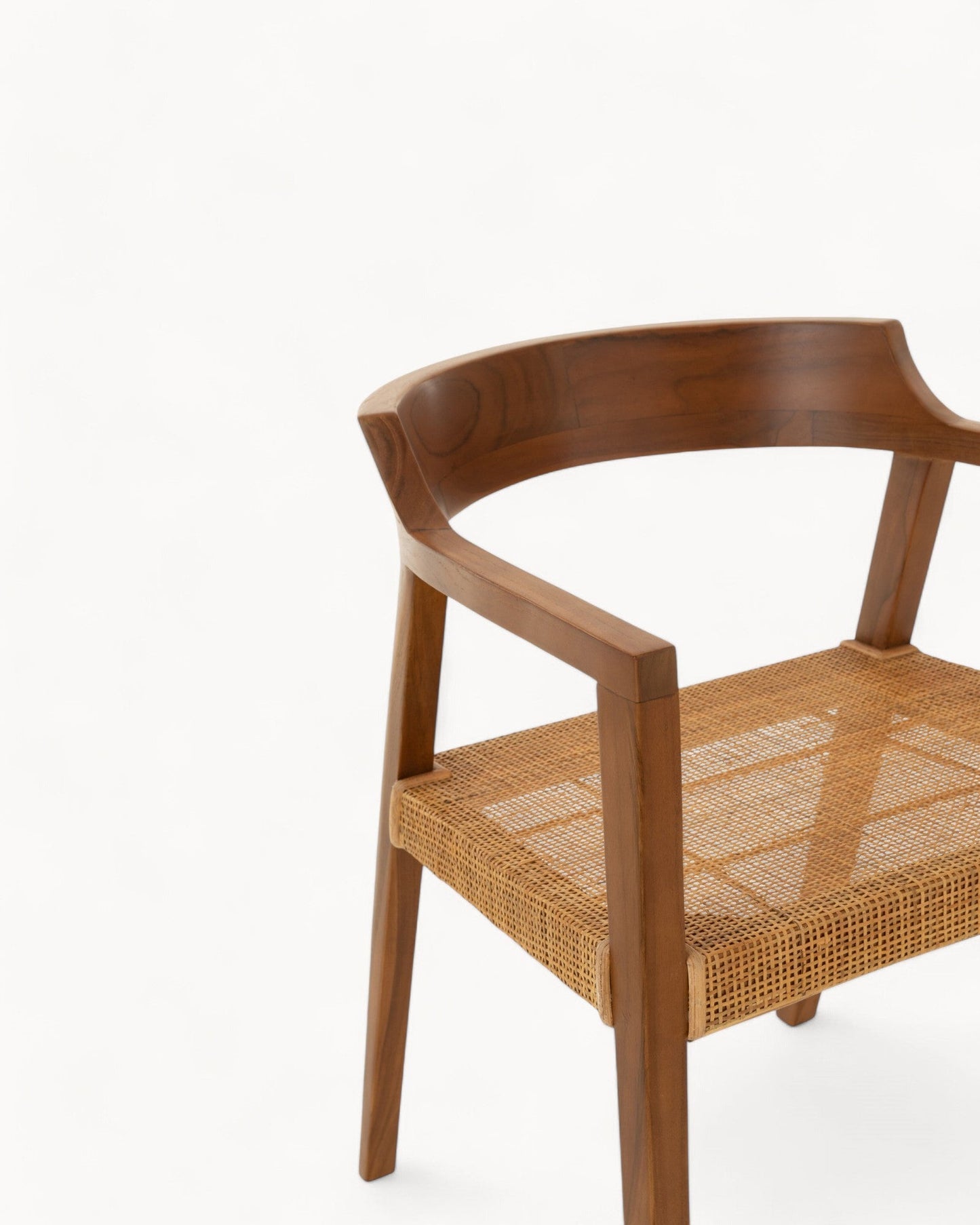 Emma Dining Chair by J-Line – Brown Teak Wood & Rattan – Stylish and Comfortable