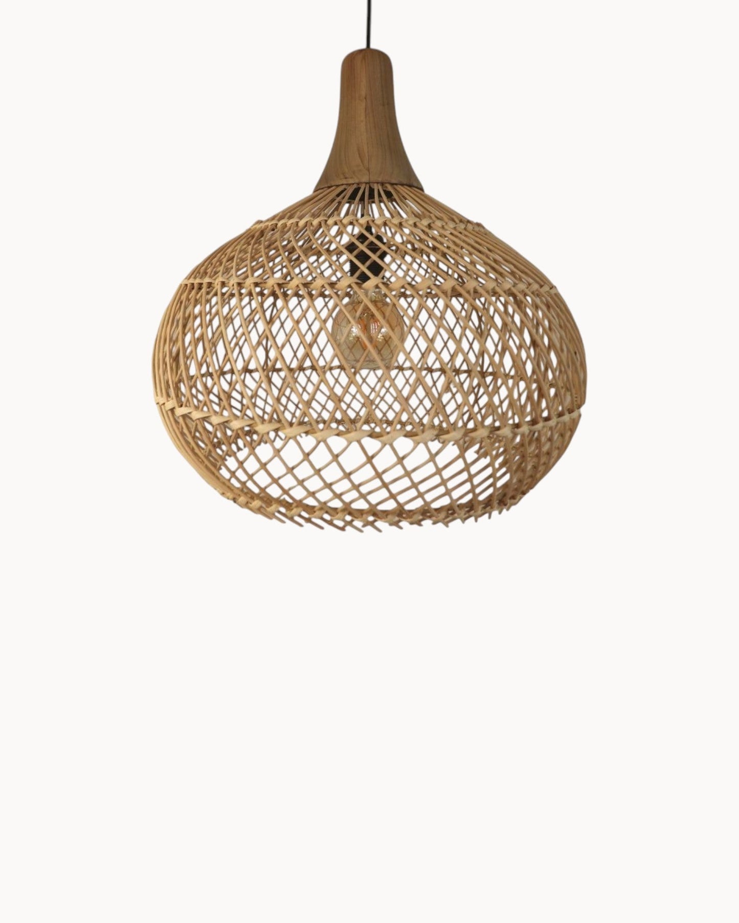 Natural Rattan Hanging Lamp Ø43cm – HSM Collection – Teak Finish – E27 Socket